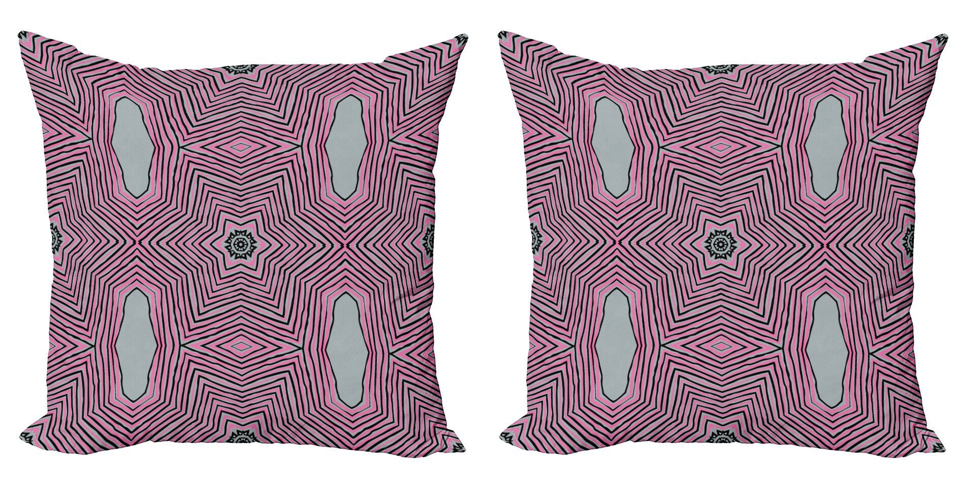 Kissenbezüge Modern Accent Doppelseitiger Digitaldruck, Abakuhaus (2 Stück), Geometrisch Hypnotizing gestreiftes Motiv