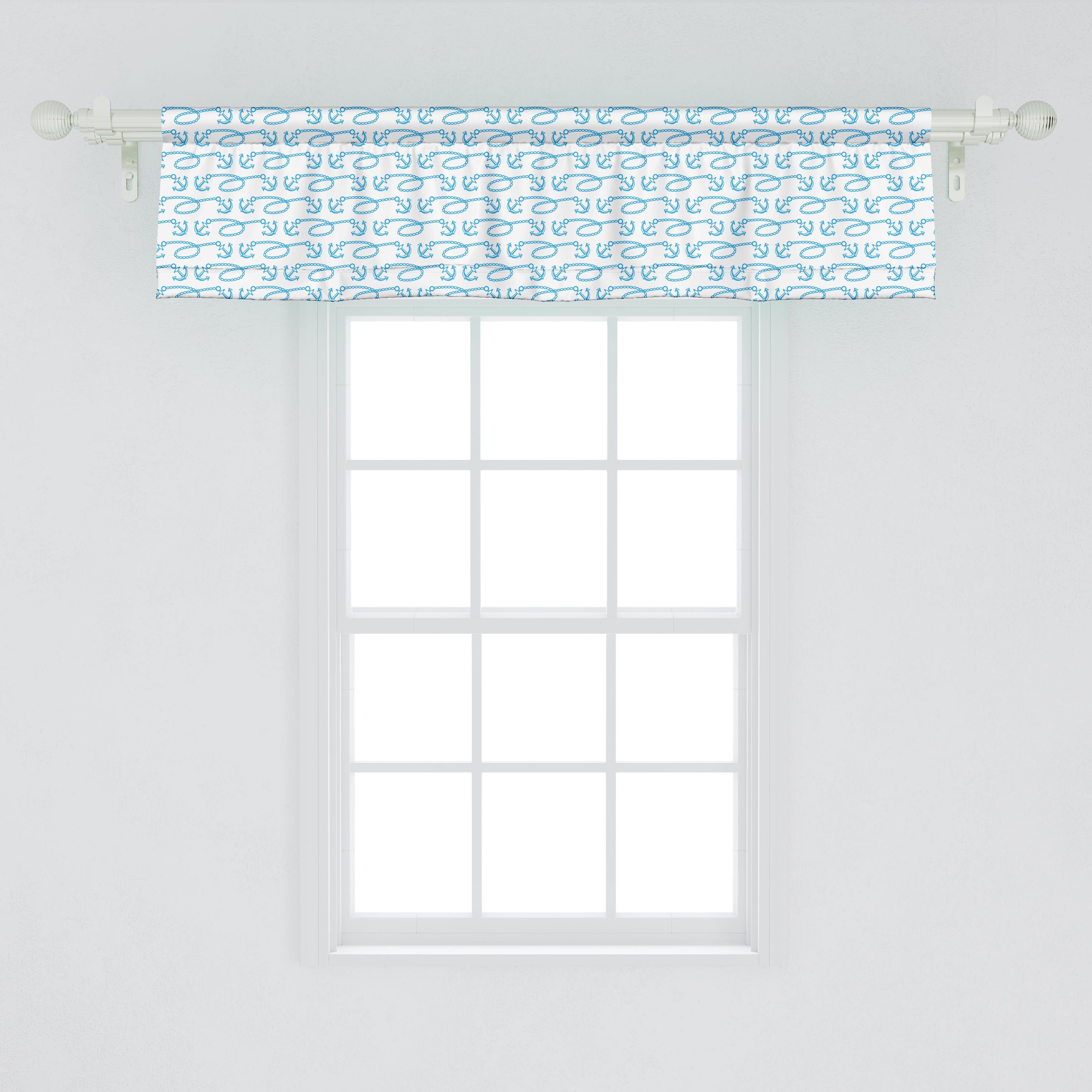 Scheibengardine Vorhang Volant für Küche Microfaser, Segeln Stangentasche, Dekor Schlafzimmer Anker Abakuhaus, Cartoon mit Ketten