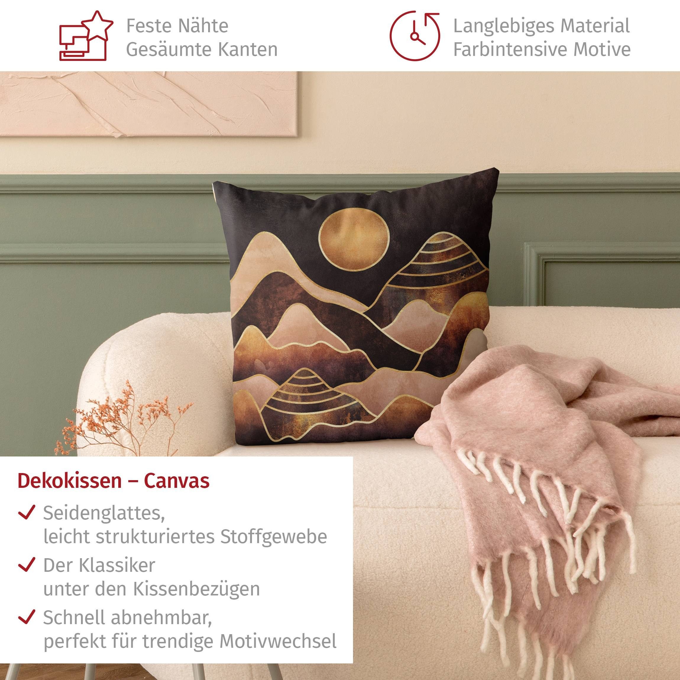 Bilderdepot24 Dekokissen drinnen Kissenhülle/ Sofakissen/ Zierkissen Kissenhülle gold originell, Bezug Aquarell mit / ohne Füllung Zierkissen Outdoor Sofa Bett