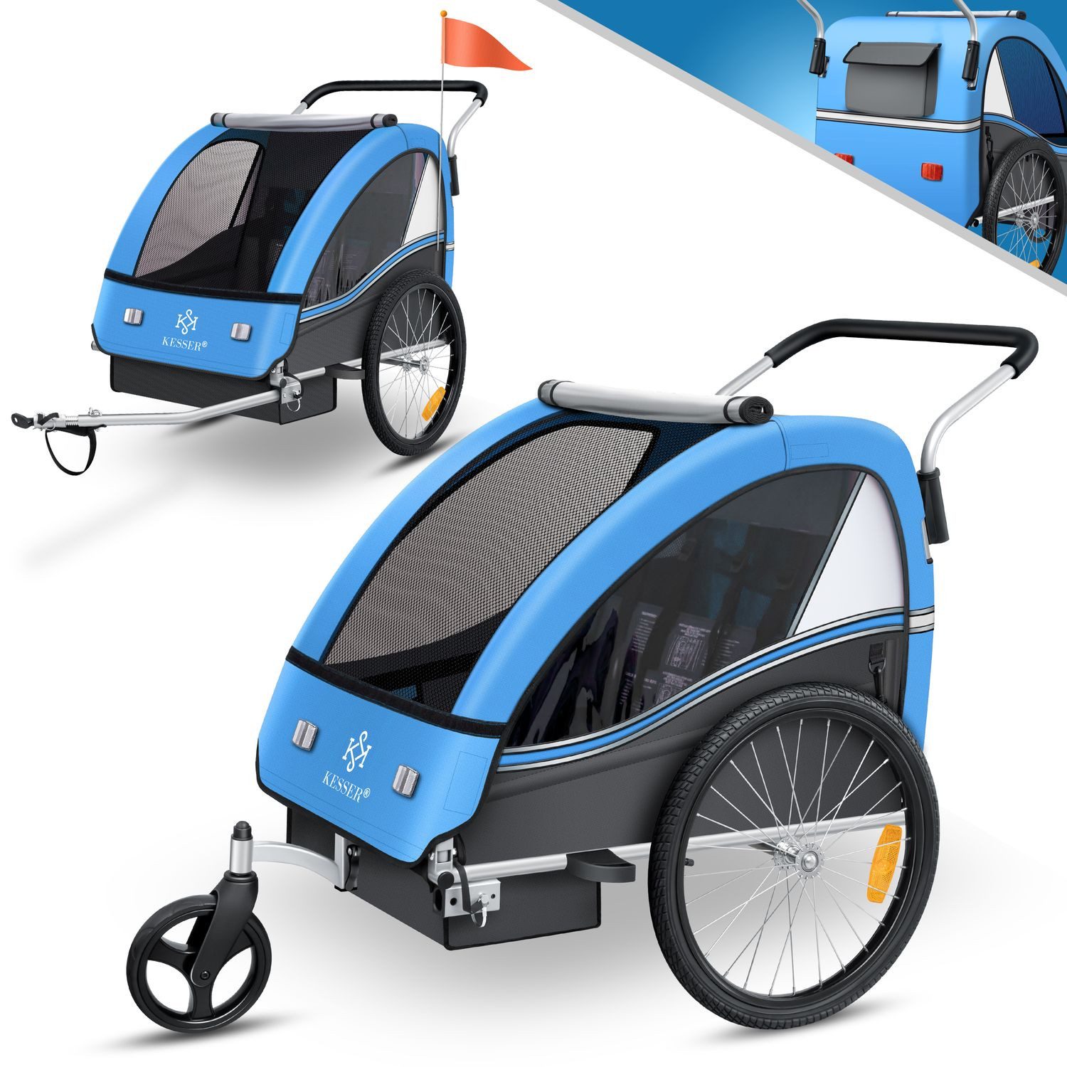 KESSER Fahrradkinderanhänger, Kinderanhänger Fahrradanhänger Sport-RX in Joggerfunktion