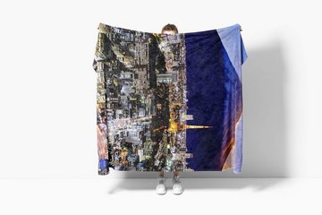 Sinus Art Handtücher Handtuch Strandhandtuch Saunatuch Kuscheldecke mit Fotomotiv Fuji Vulkan Japan Stadtlicht, Baumwolle-Polyester-Mix (1-St), Handtuch