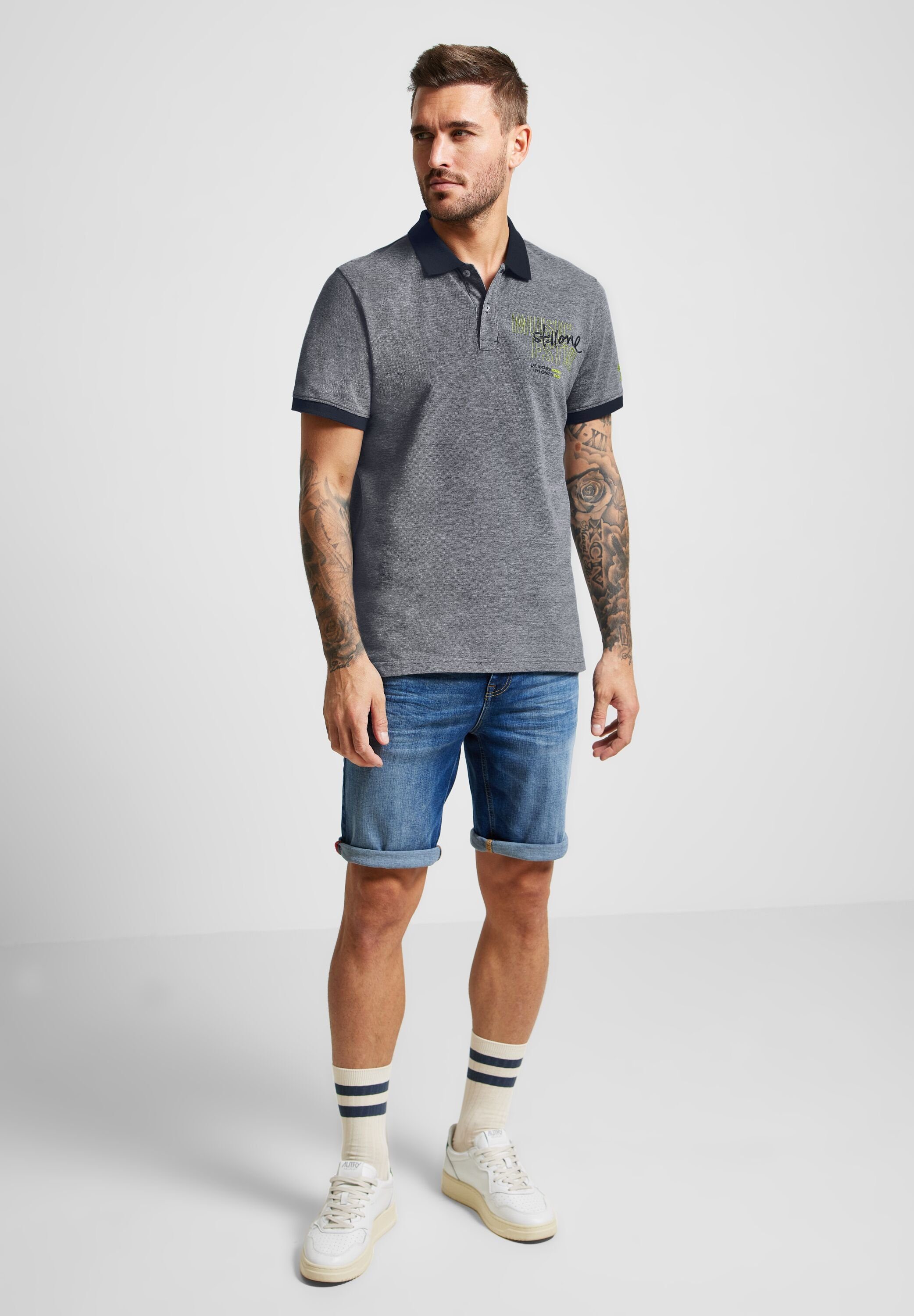 STREET ONE dark Poloshirt ash grey MEN