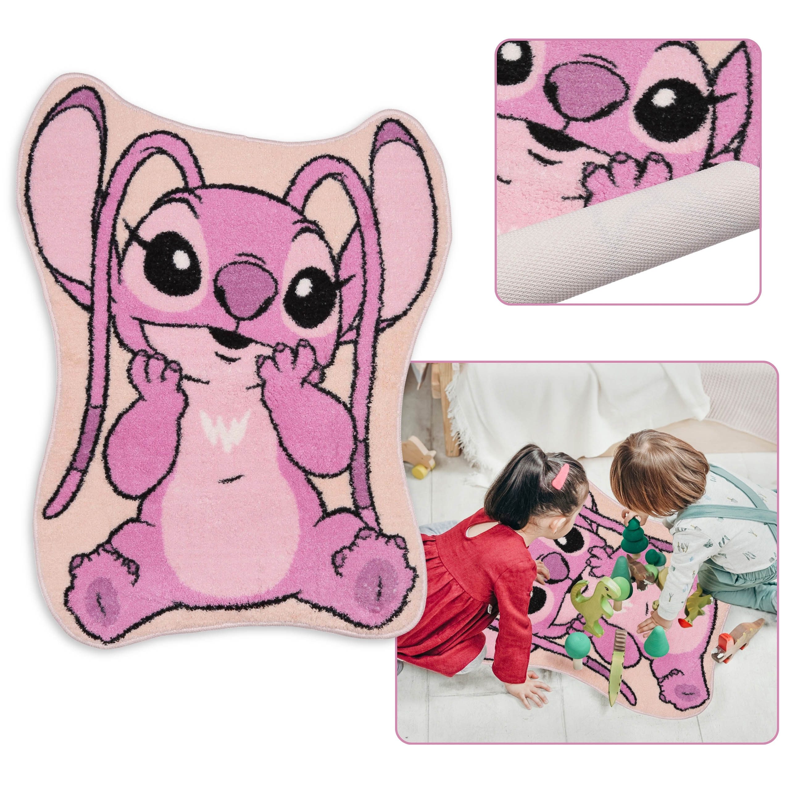Disney Teppich Disney Angel Stitch Rutschfester Teppich, rosa 60x80 cm