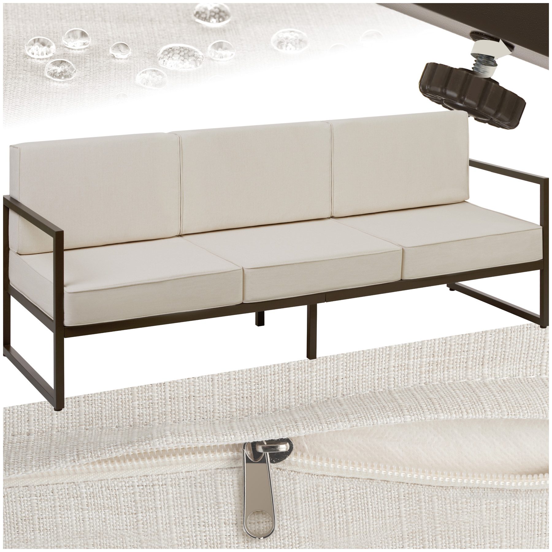 tectake Essgruppe Garten-Loungesofa, (Set., 1-tlg), Pulverbeschichtetes Sta günstig online kaufen