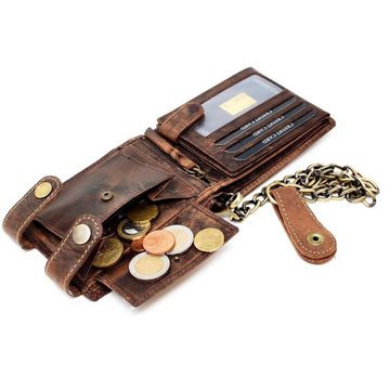 SHG Geldbörse ◊ Herren Leder Börse Portemonnaie, Brieftasche Lederbörse mit Kette und Münzfach RFID Schutz
