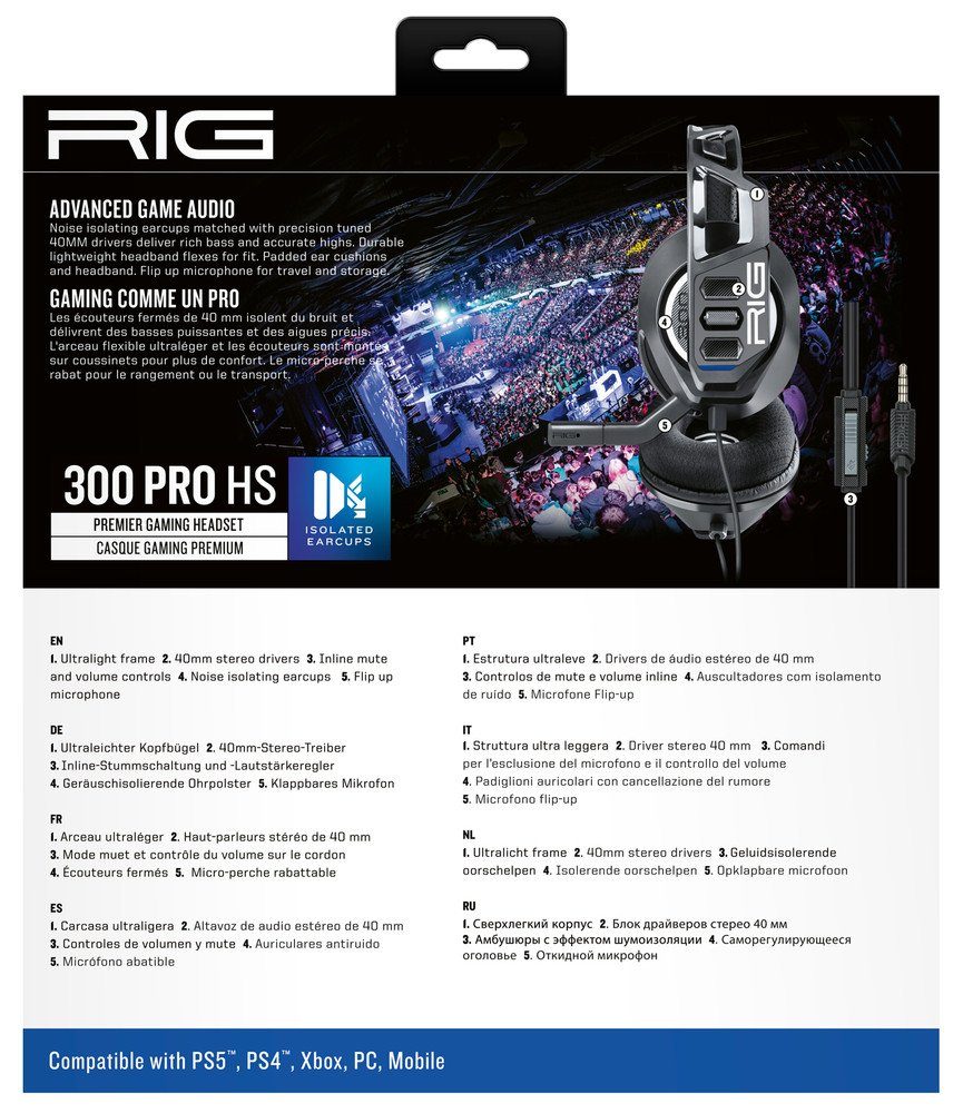 PRO Kopfhörer Gaming Headset 300 HS RIG Kopfband Kabelgebunden nacon NACON Schwarz