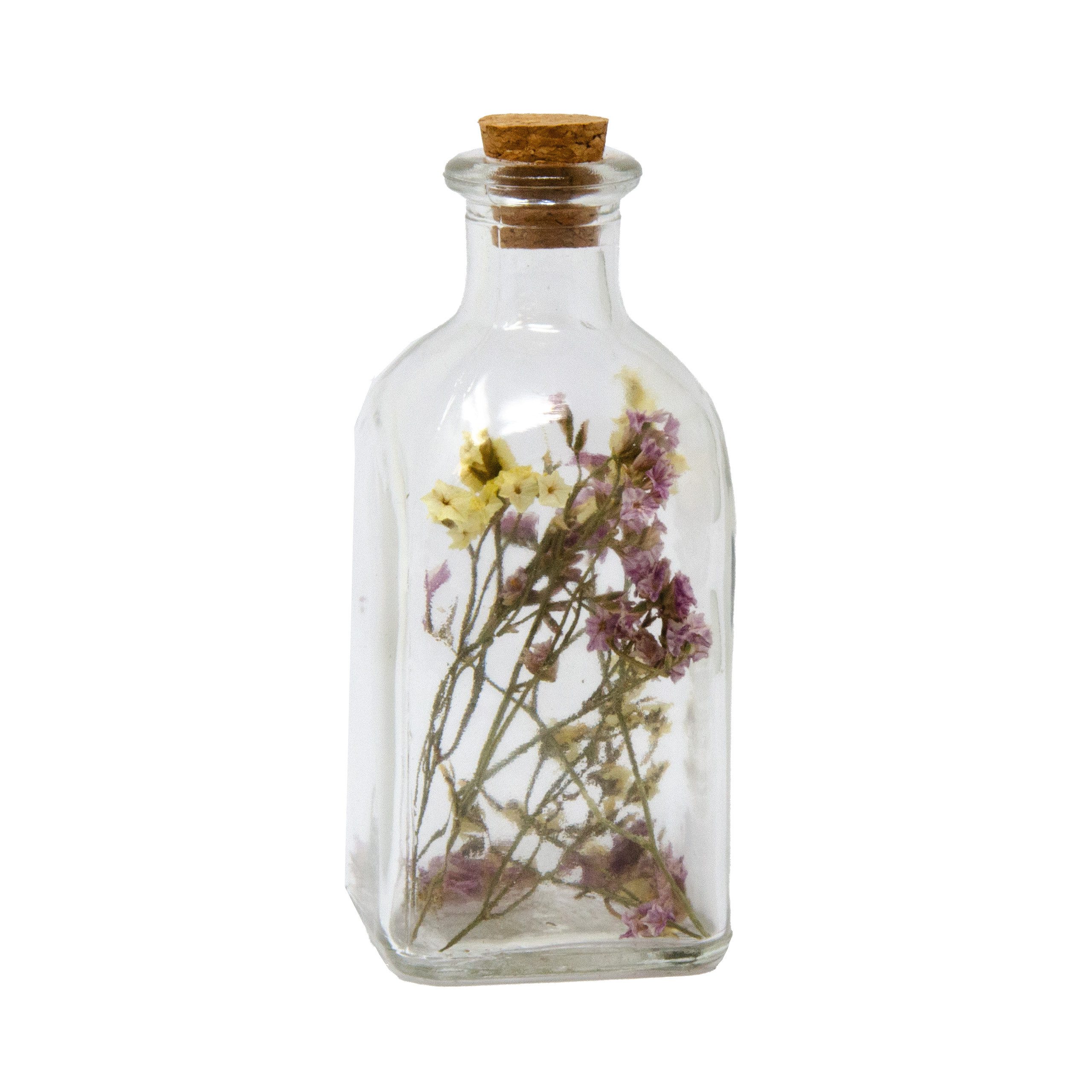 Goldbach Dekofigur Dekorative Trockenblumen im Mini Flasche Flieder 11 x 5 x 5 cm