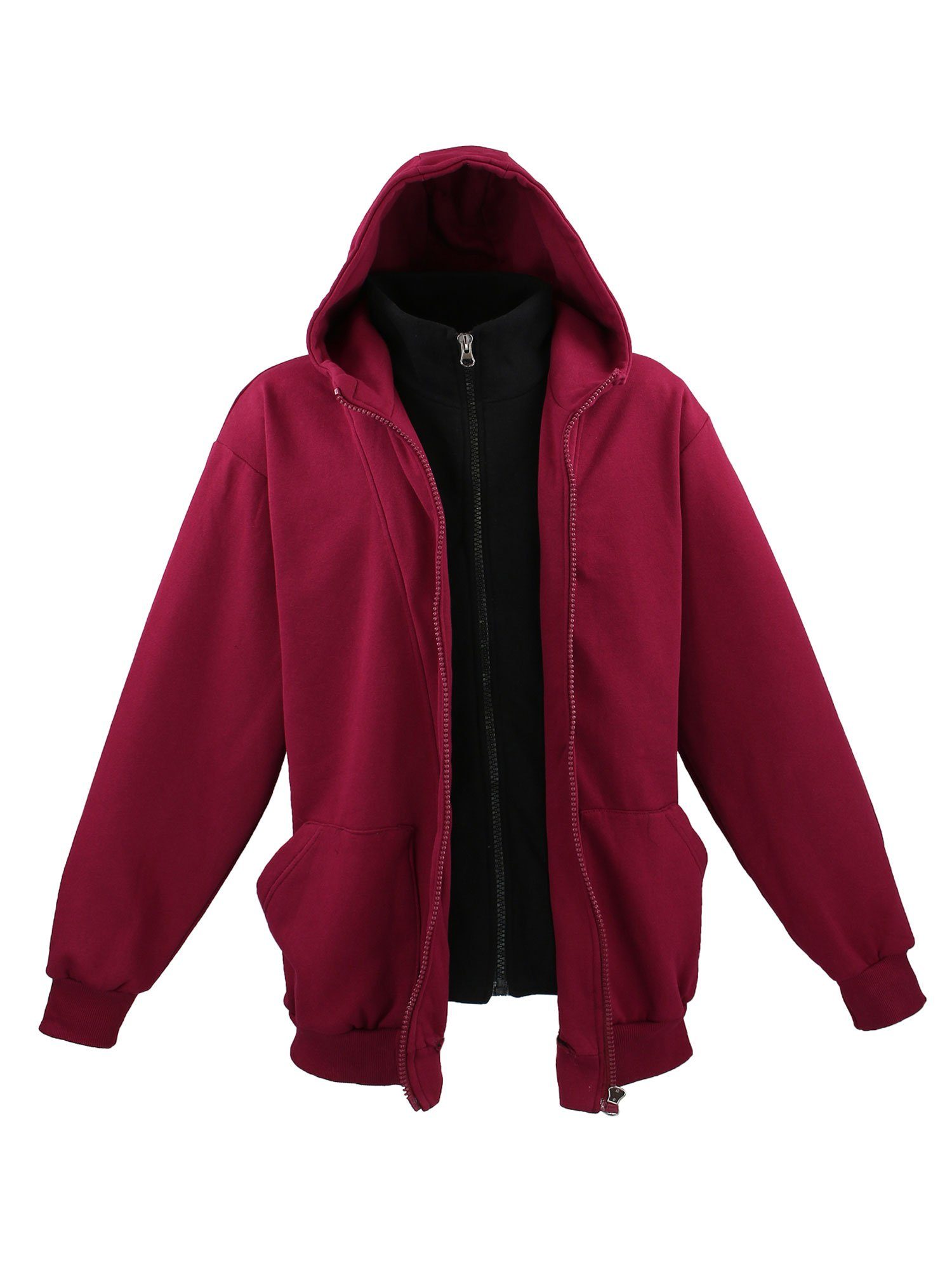 Lavecchia Sweatjacke Übergrößen Herren in "Two bordeaux-schwarz Sweat LV-109 one" Hoodie Jacke