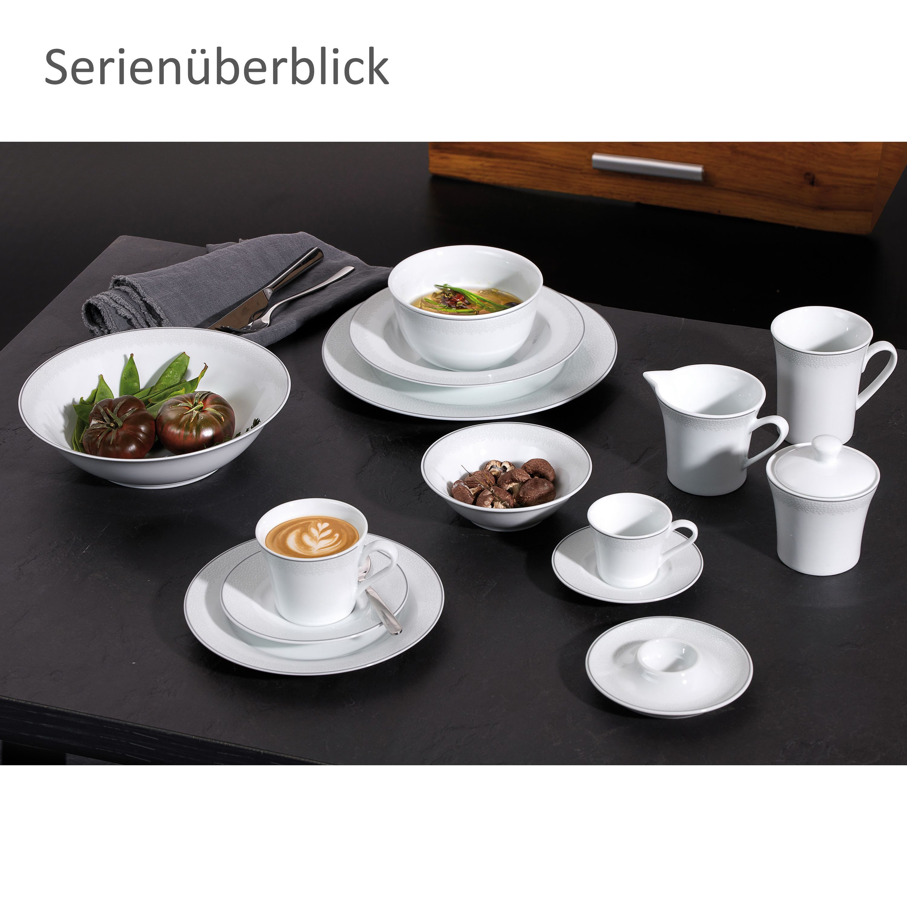 Ritzenhoff & Breker Müslischale Ritzenhoff 6x Venezia Müslischalen 500ml Relief weiß, Porzellan