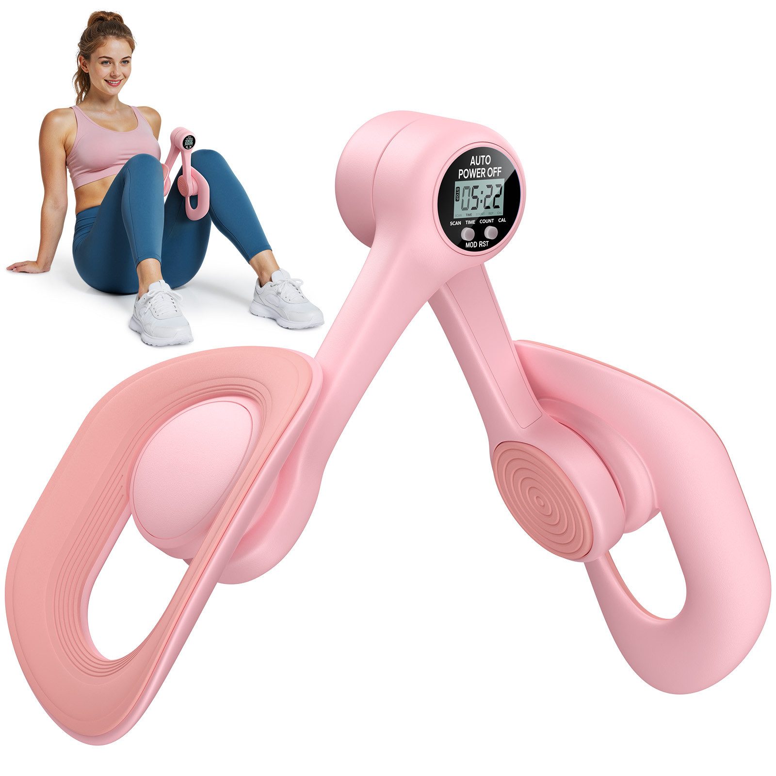 MERACH Beckenbodentrainer zur Stärkung der Tiefenmuskulatur, Fitnessgerät für Beckenboden Beine Po Bauch Arme Rückentraining, 1-tlg., Heimtrainer mit Display Anzeige Ergonomisches Training, 360 Grad Drehbar Digitale Anzeige Zähler Stabile Struktur
