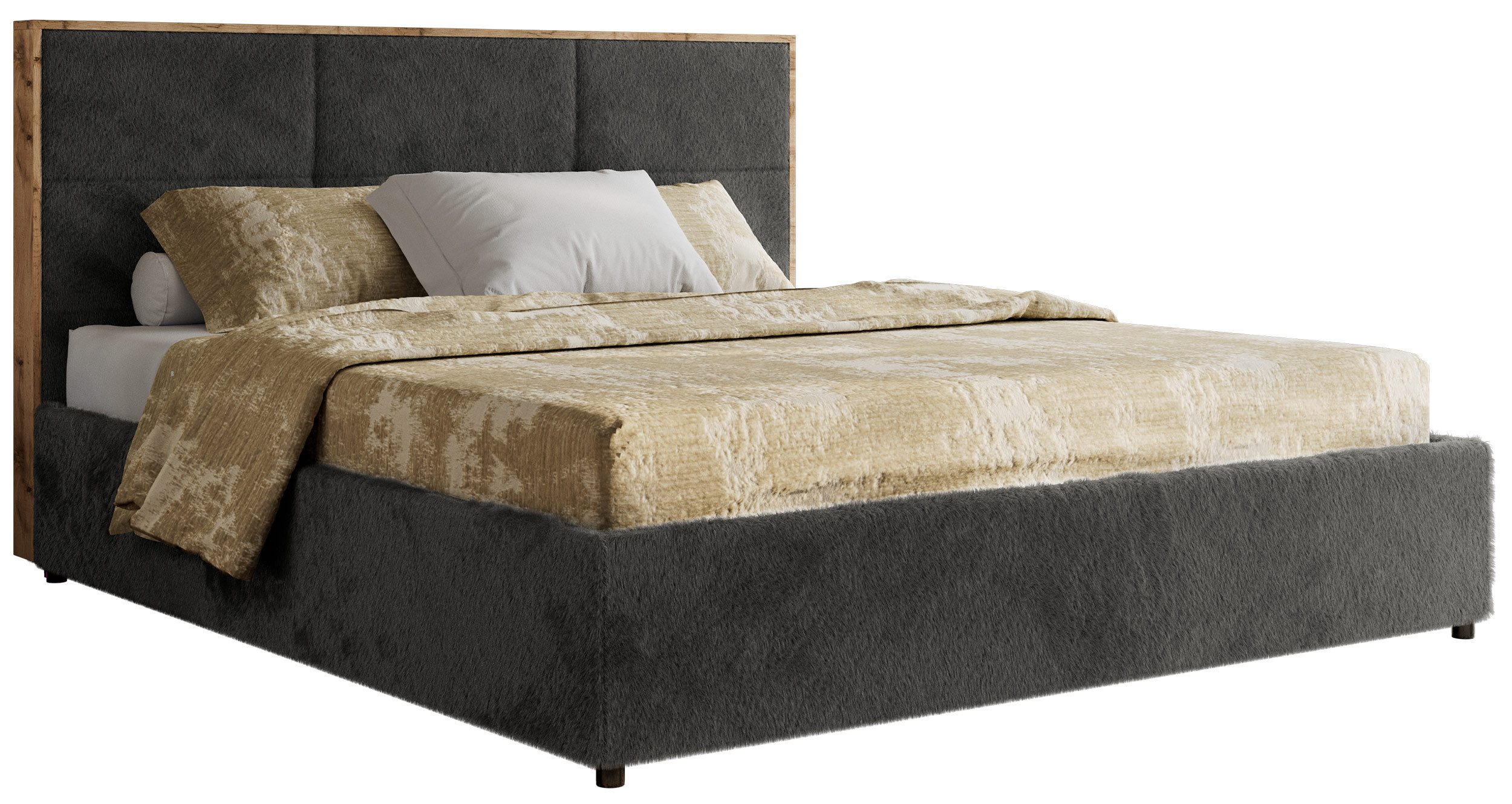 MKS MÖBEL Polsterbett LERIO Classic (Sett, Bett mit Bettkasten, Doppelbett mit Bettkasten & Lattenrost, ohne/mit Matratze), Gasdruck-Mechanismus, gepolstertes Kopfteil 107 cm, Größen 140–200 cm
