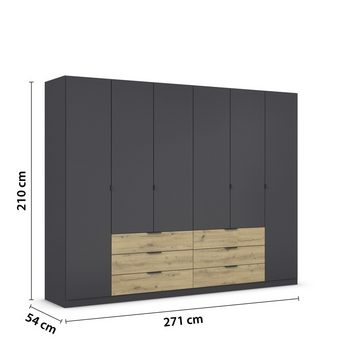 freiraum Drehtürenschrank Davoa in grau metallic / Eiche Artisan - 271x210x54 (BxHxT)