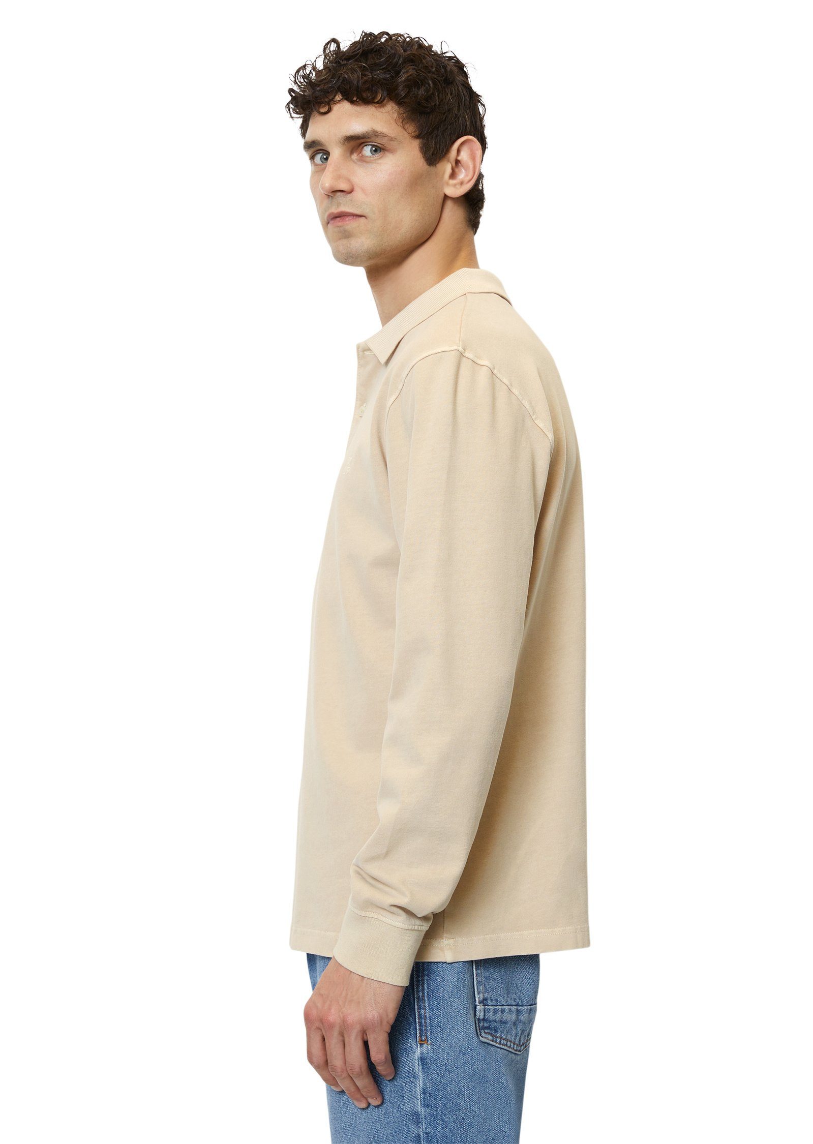 schwerer O'Polo Soft-Touch-Jersey-Qualität Langarm-Poloshirt beige in Marc