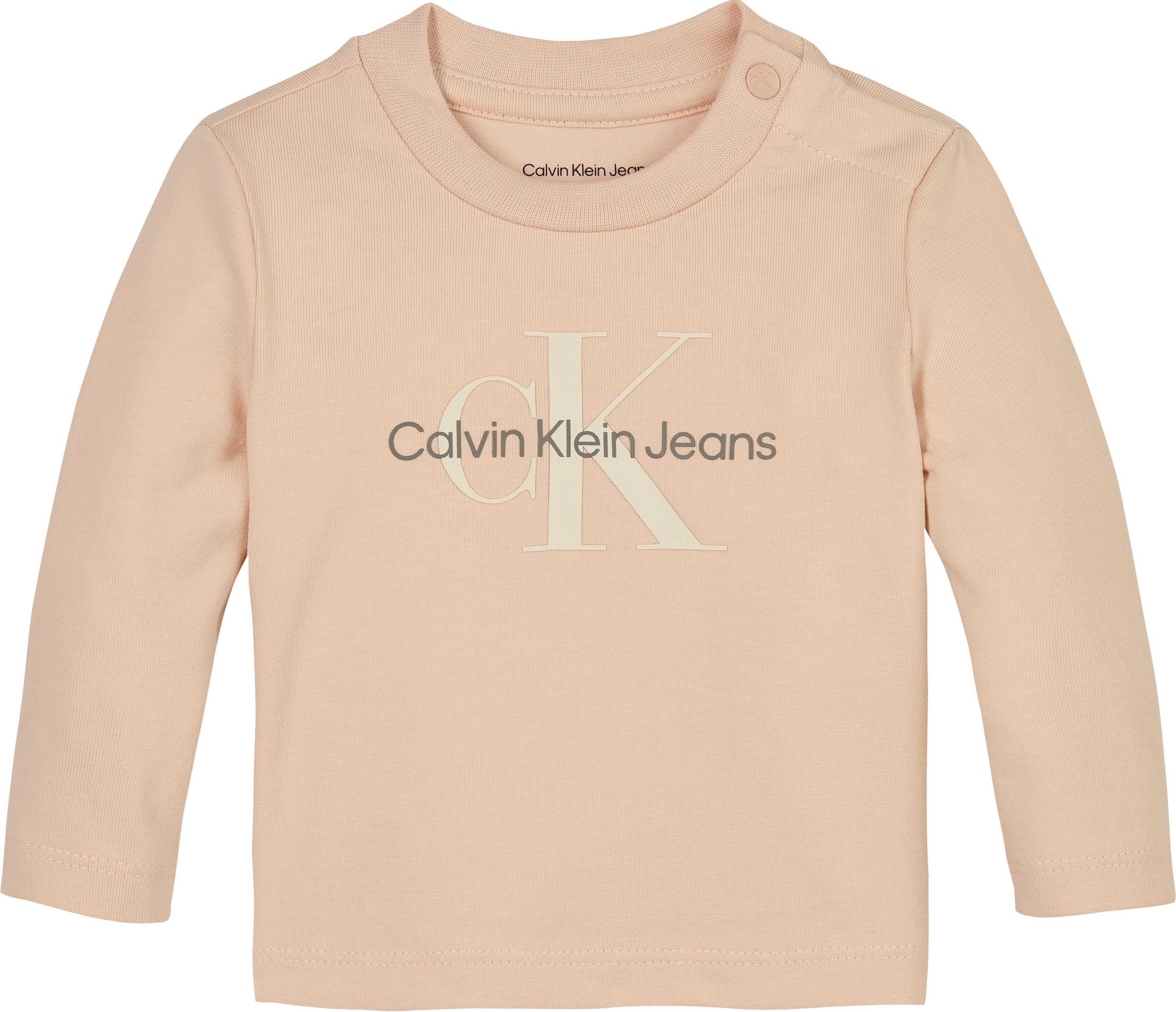 Calvin Klein Jeans Langarmshirt MONOGRAM LS T-SHIRT für Babys bis 2 Jahre, mit großem Druck