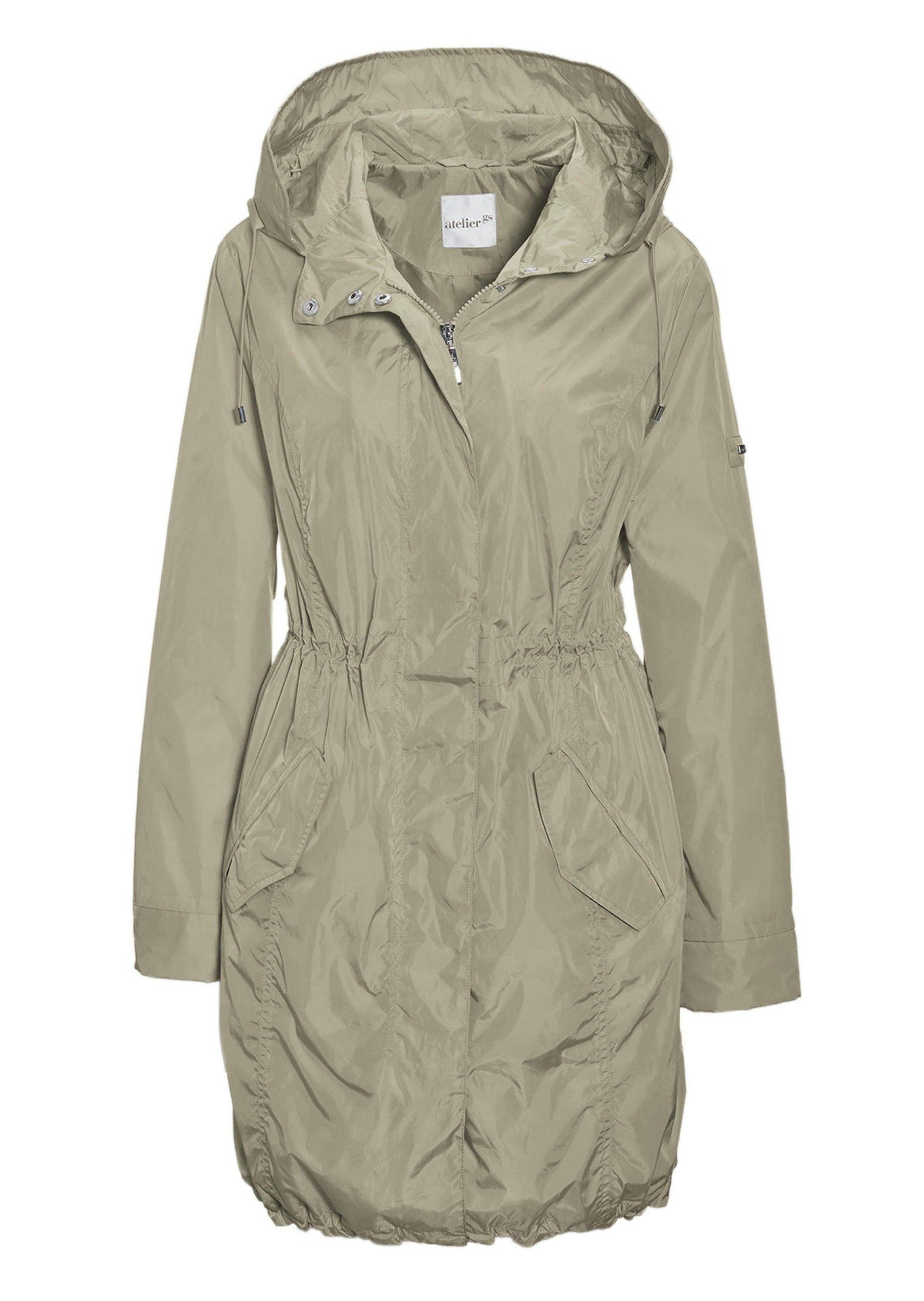 Outdoorjacke Kurzgröße: Modischer Regenparka mit Kapuze