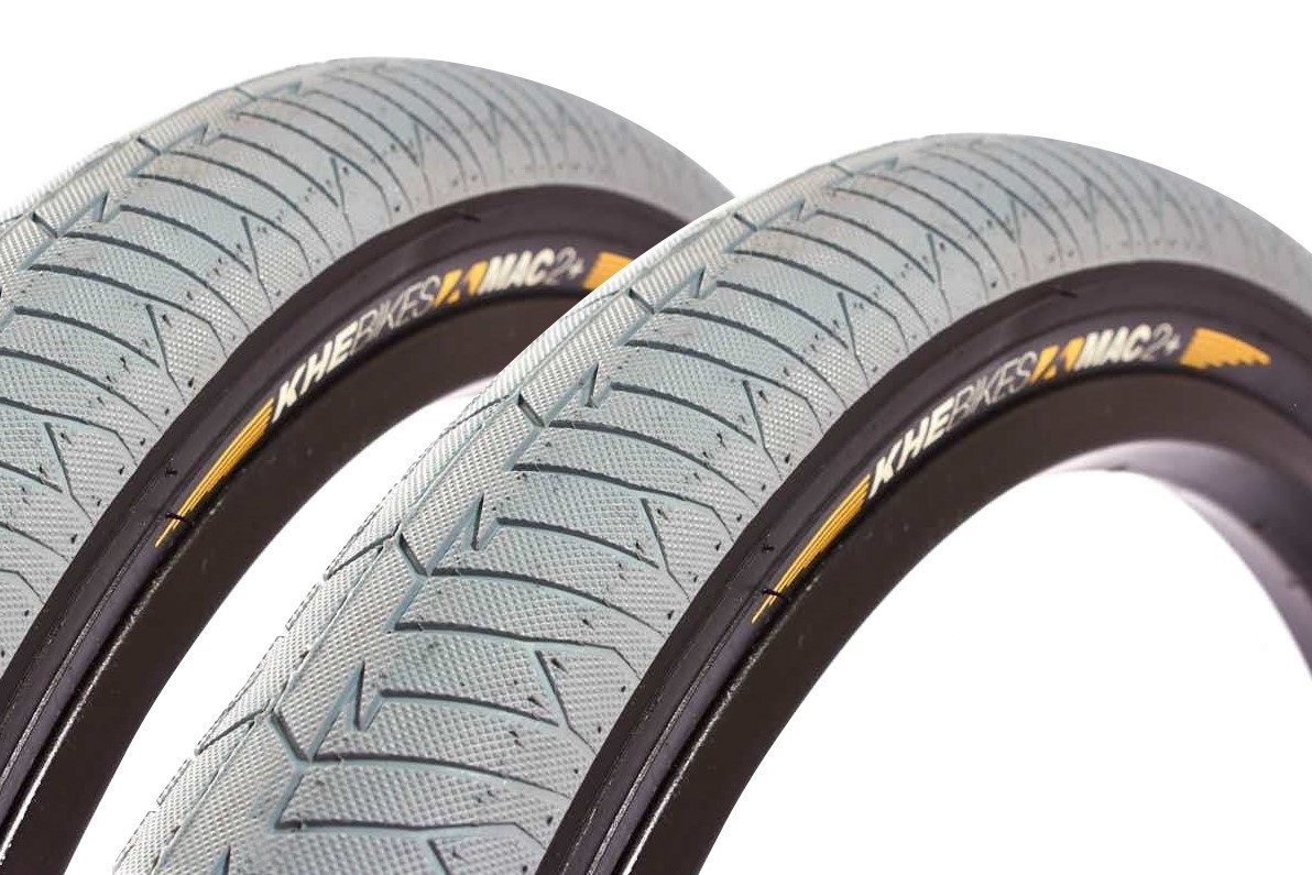 KHEbikes Fahrradreifen BMX Reifen Set KHE MAC2+ 20 Zoll x 2,30 Grau Schwarz, Stahl Band (steel beaded)