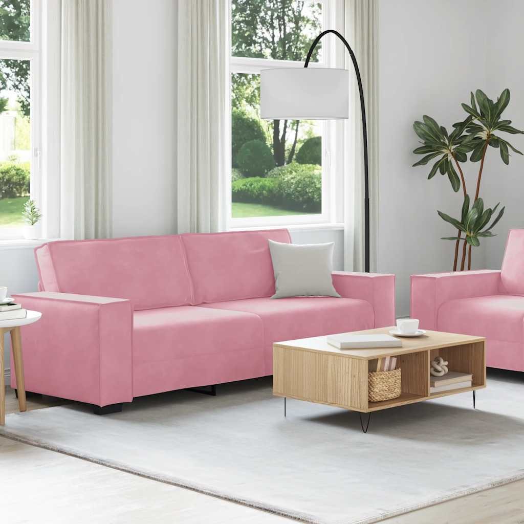 vidaXL Sofa 2-tlg. Sofagarnitur mit Kissen Rosa Samt, 1 Teile günstig online kaufen