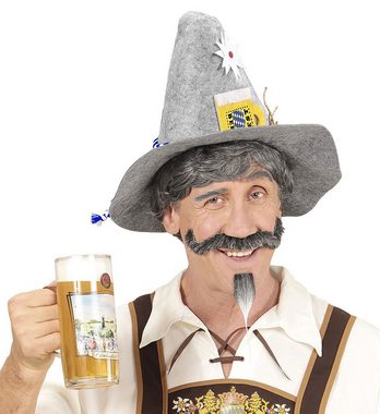 Karneval-Klamotten Trachten-Kostüm Bayern Hut Bierglas mit Hosenträger Edelweiß rot, Oktoberfest Hut Tiroler Hut mit Hosenträger passend zu Oktoberfesten