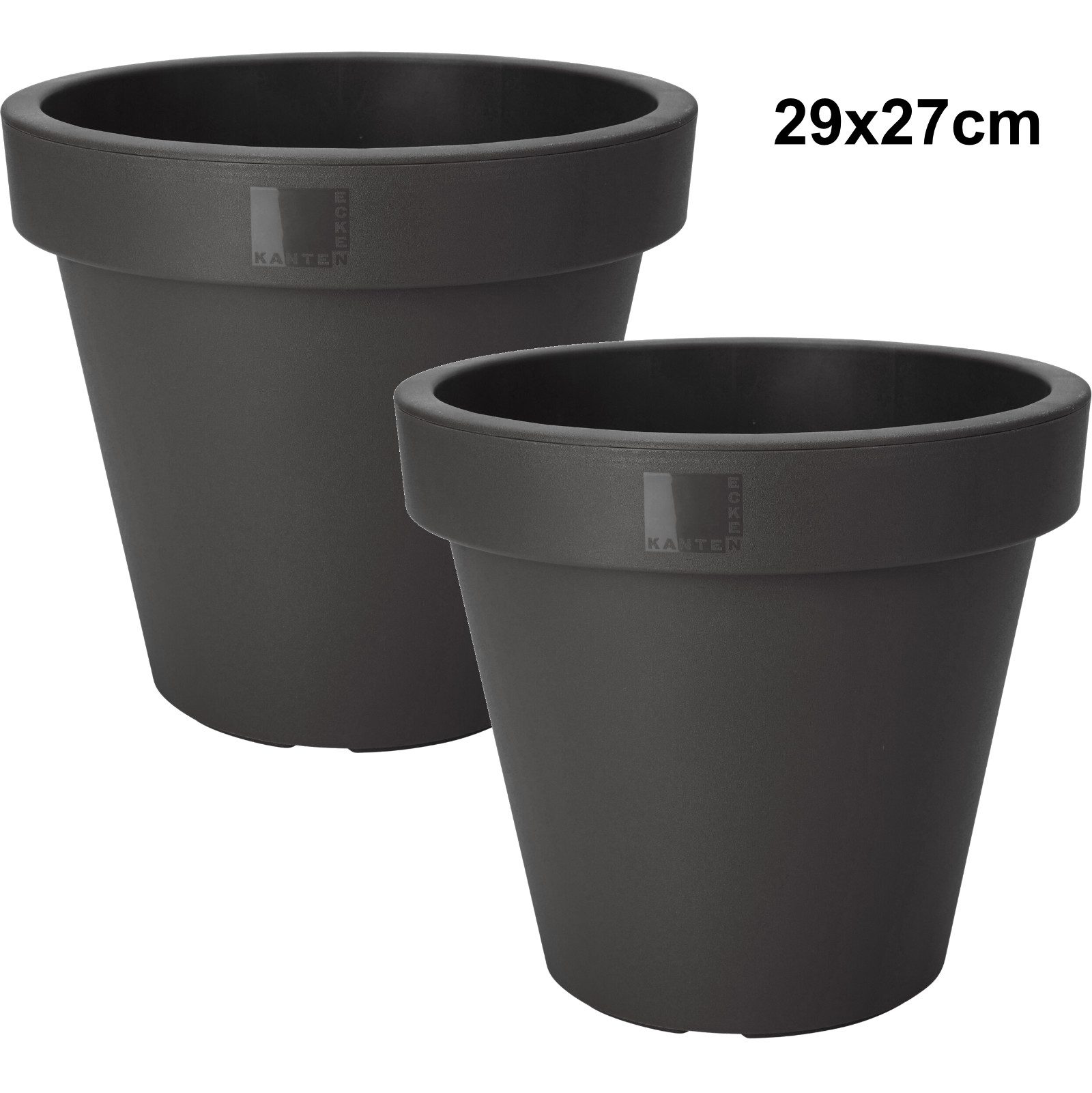Koopman Blumentopf Blumenkübel Pflanzkübel 3 Größen 2/4 er Set (Set, 2 St., Packung), 2 Stk., Indoor & Outdoor, Schwarz, Kunststoff, Übertopf Garten