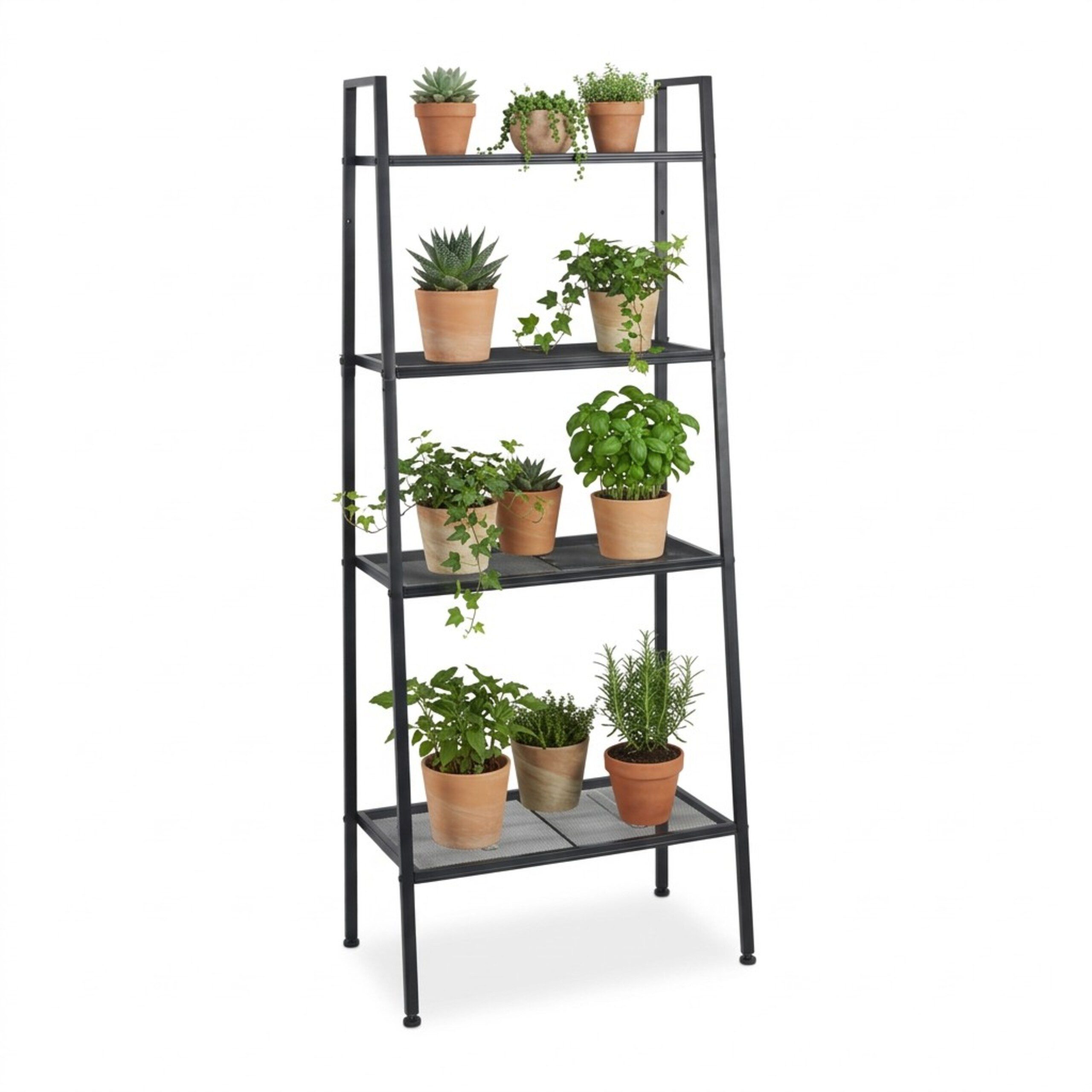 relaxdays Leiterregal mit 4 Ebene, schwarz