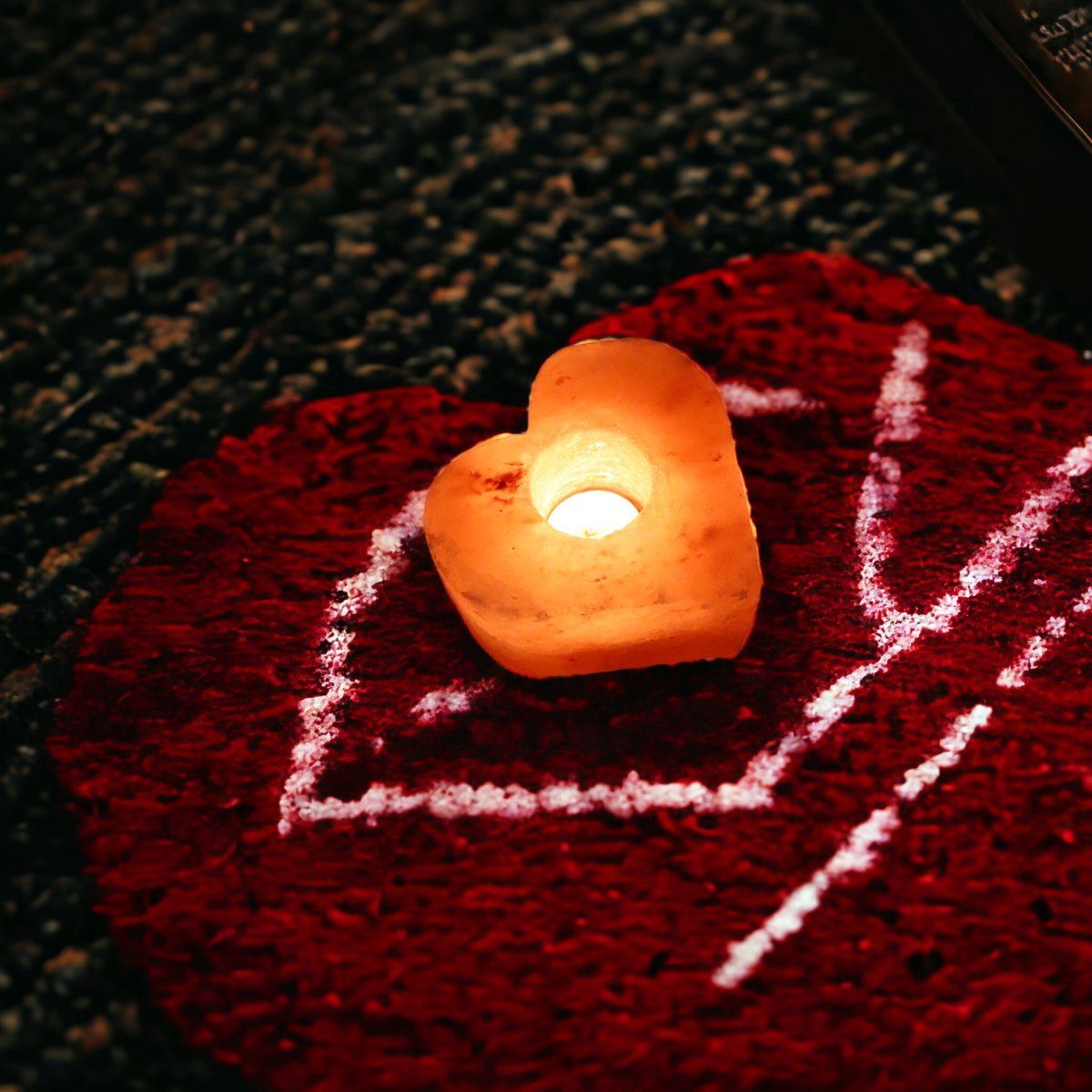 Kerzenhalter Himalaya-Salzkristall-Teelichthalter Herzform – Teelichthalter Pinkgold –