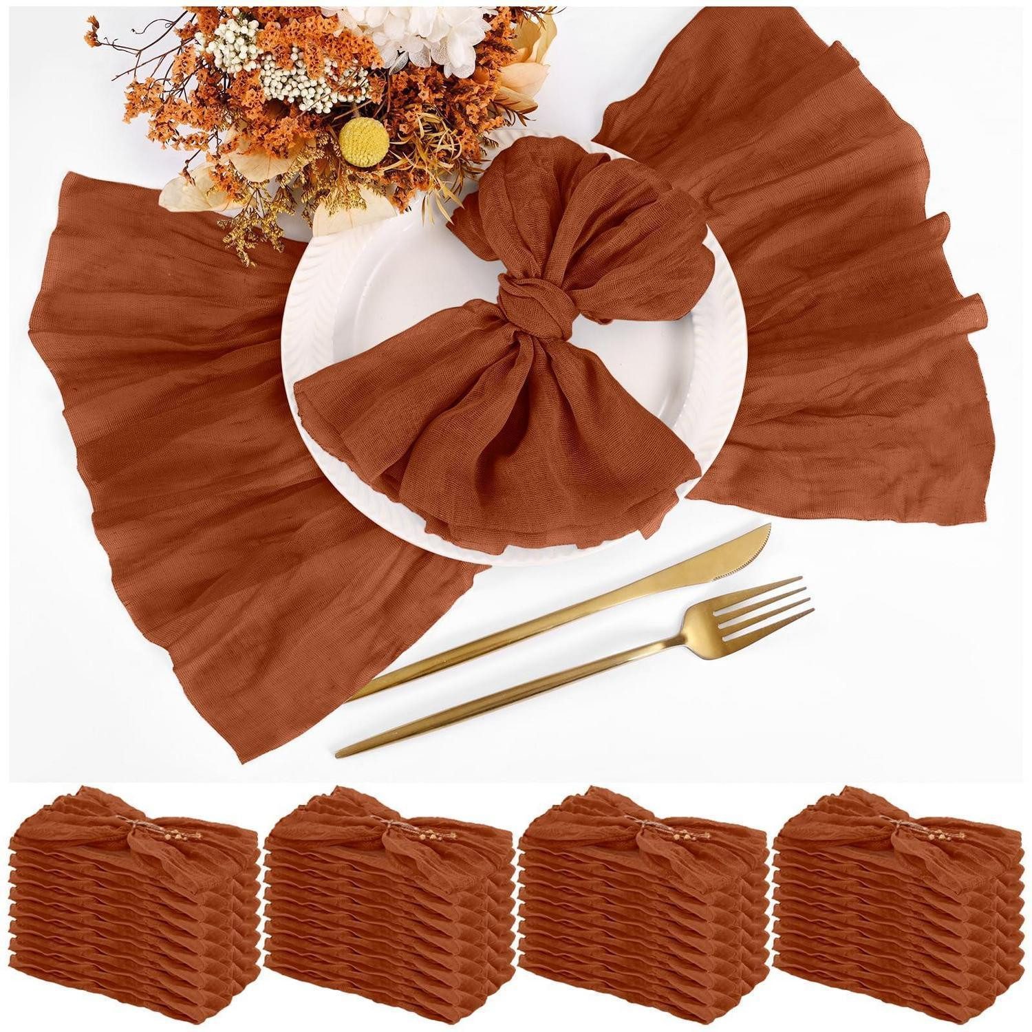 LuxusKollektion Stoffserviette Terrakotta Stoffservietten 50x50cm 30er Set, (30 St)