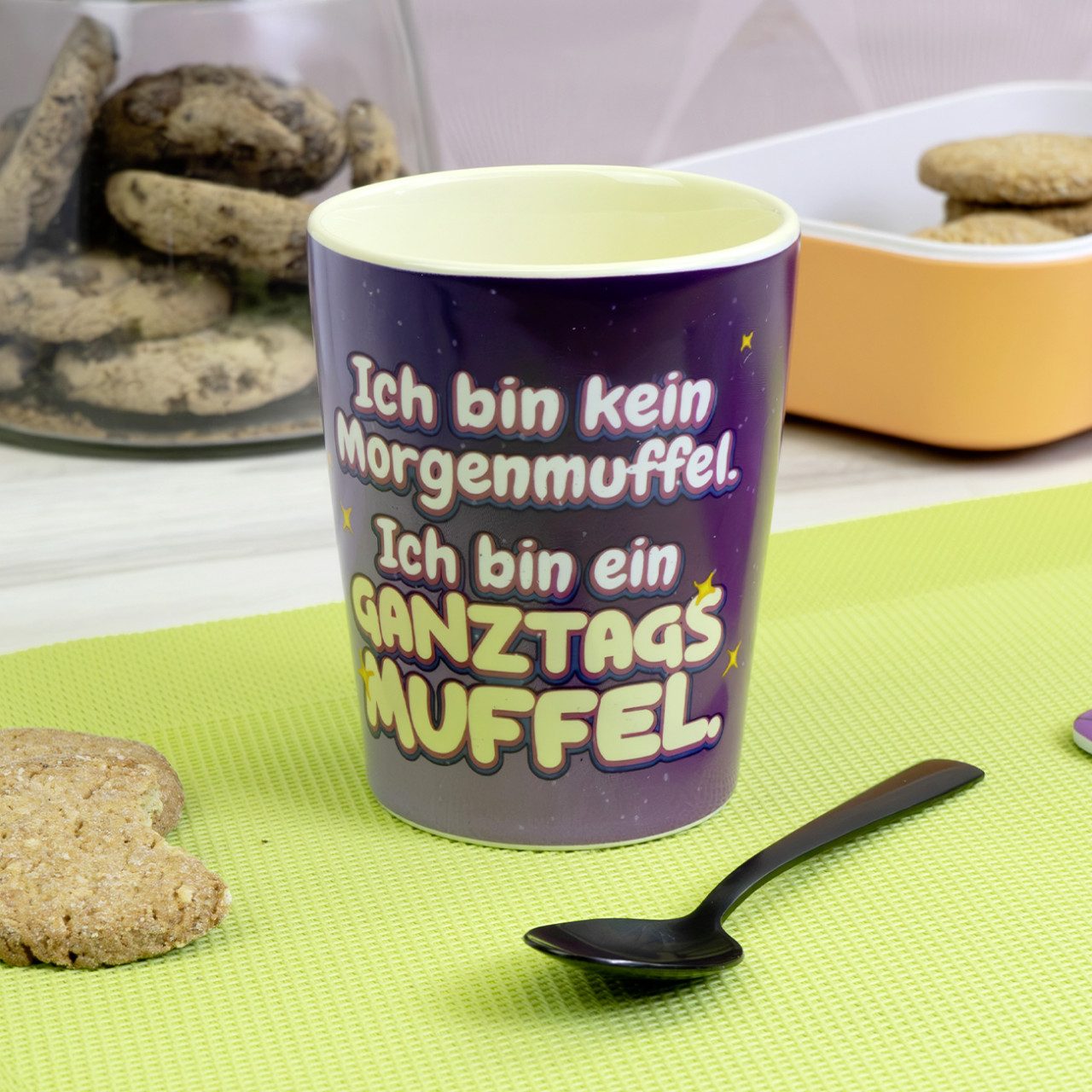 Geda Labels GmbH Tasse Grummeleinhorn Muffel, 1-tlg., Keramik, Lila, 280ml, stapelbar