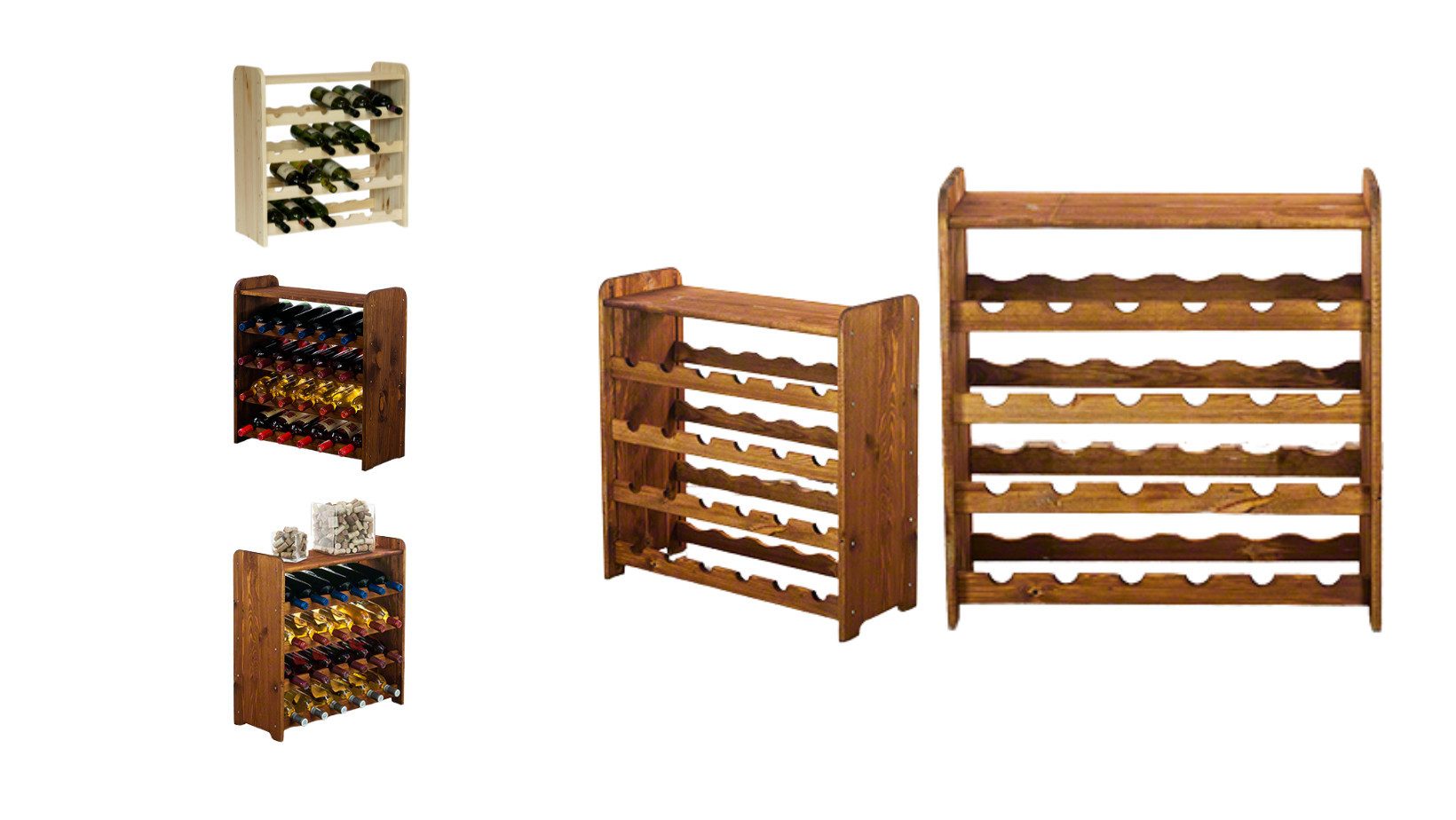 Modo24 Weinregal Flaschenregal Holzregal Flaschenständer Varianten 6 bis 91 Flaschen, (RW31) Getränkeregal, 3 Farben, FSC Holz Nachhaltig