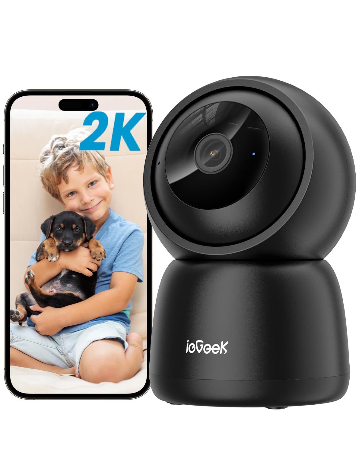 TWUFY Überwachungskamera ieGeek Überwachungskamera Innen,2K Mini Kamera kabellos mit Nachtsicht (Innen, Katzen Hunde Kamera, 2.4GHz WLAN Hundekamera, Farbnachtsicht, 4-tlg., Innenbereich, 3 MP Super HD, Schwenk- und Neigefunktion, Zwei-Wege-Audio)