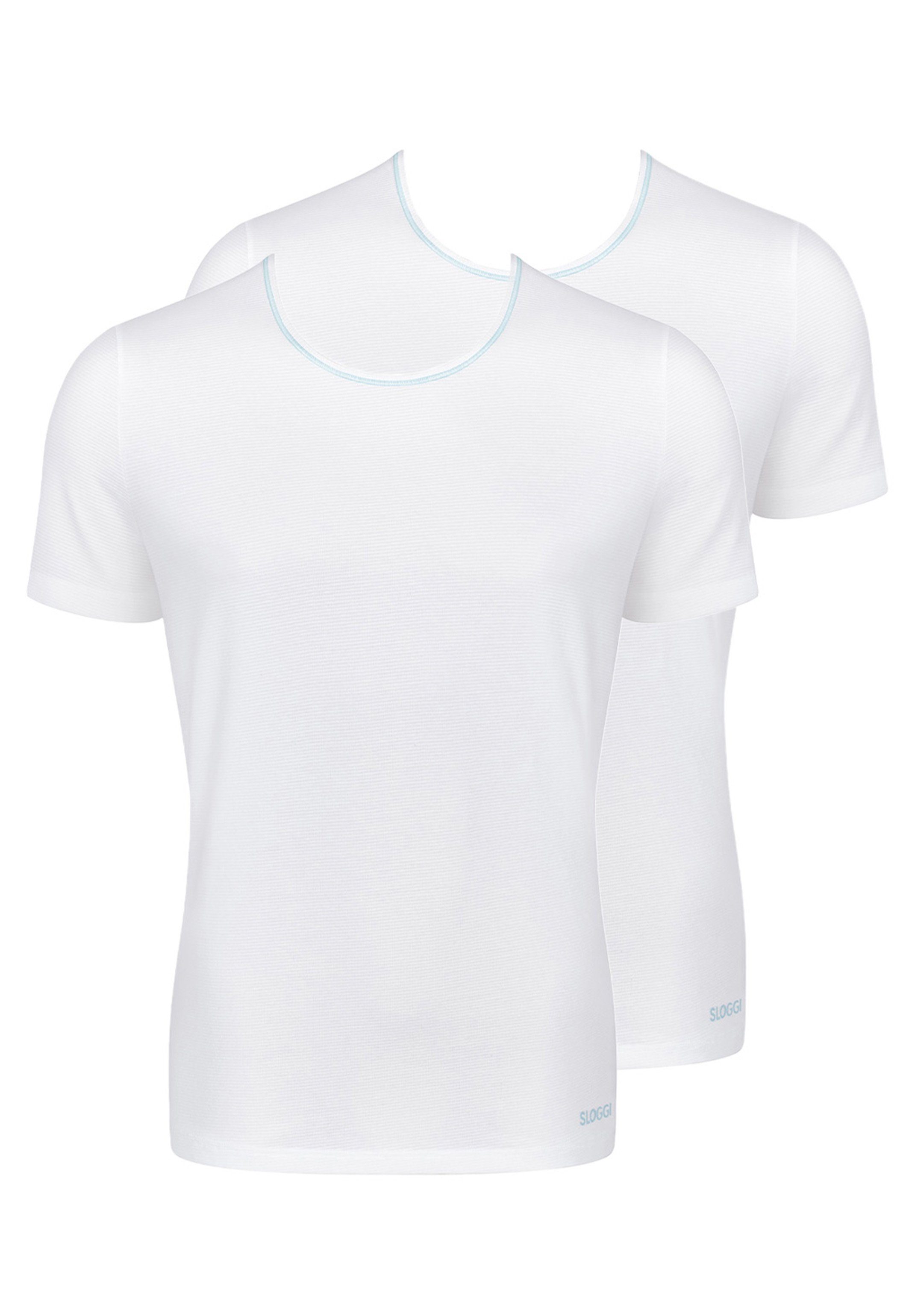 Sloggi Unterhemd 2er Pack Ever Cool (Spar-Set, 2-St) T-Shirt - Baumwolle - Kurzarm Shirt mit Kühl-Effekt Weiß