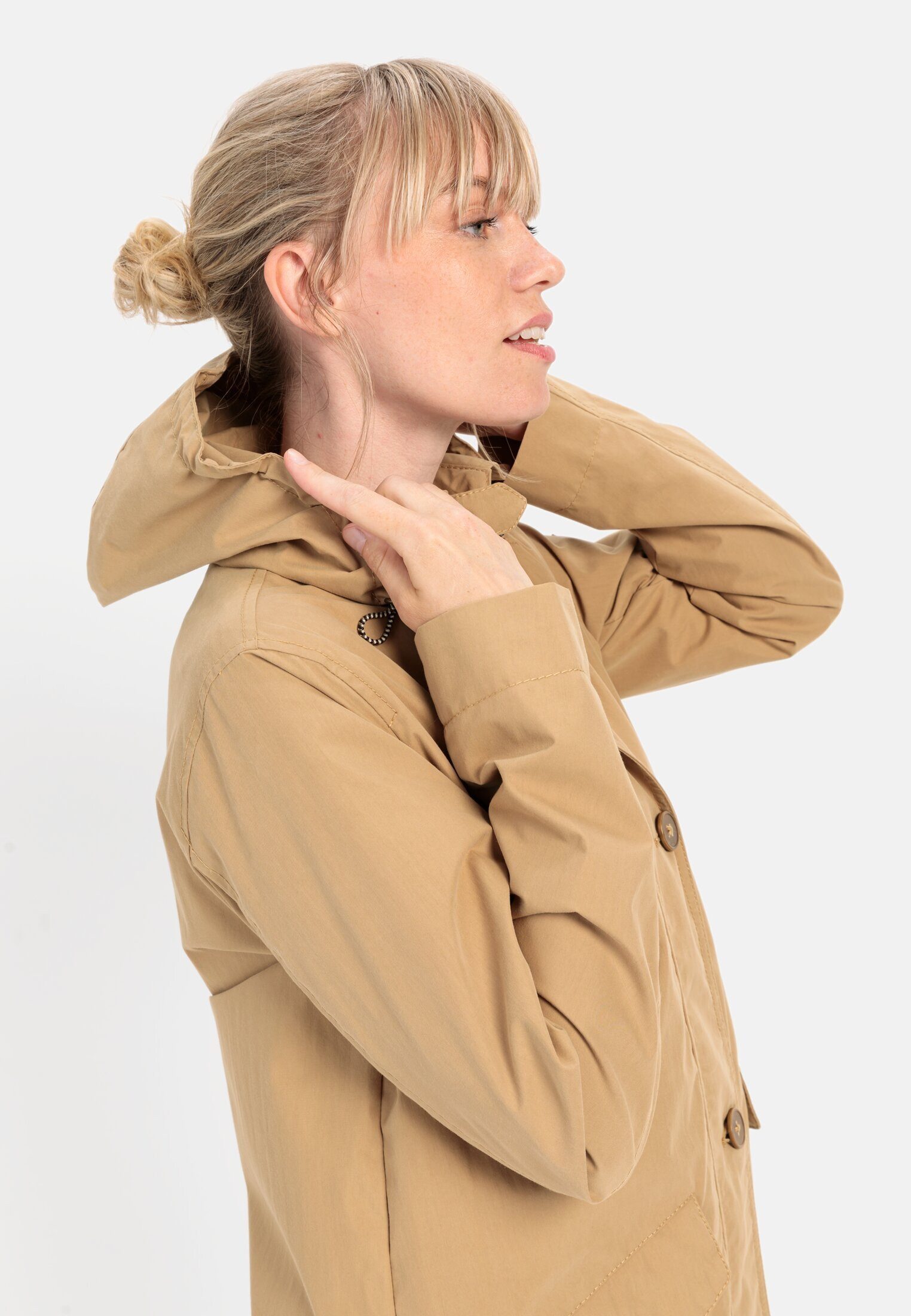 camel active Langmantel aus Baumwollmix Langarm Kapuze Kapuze