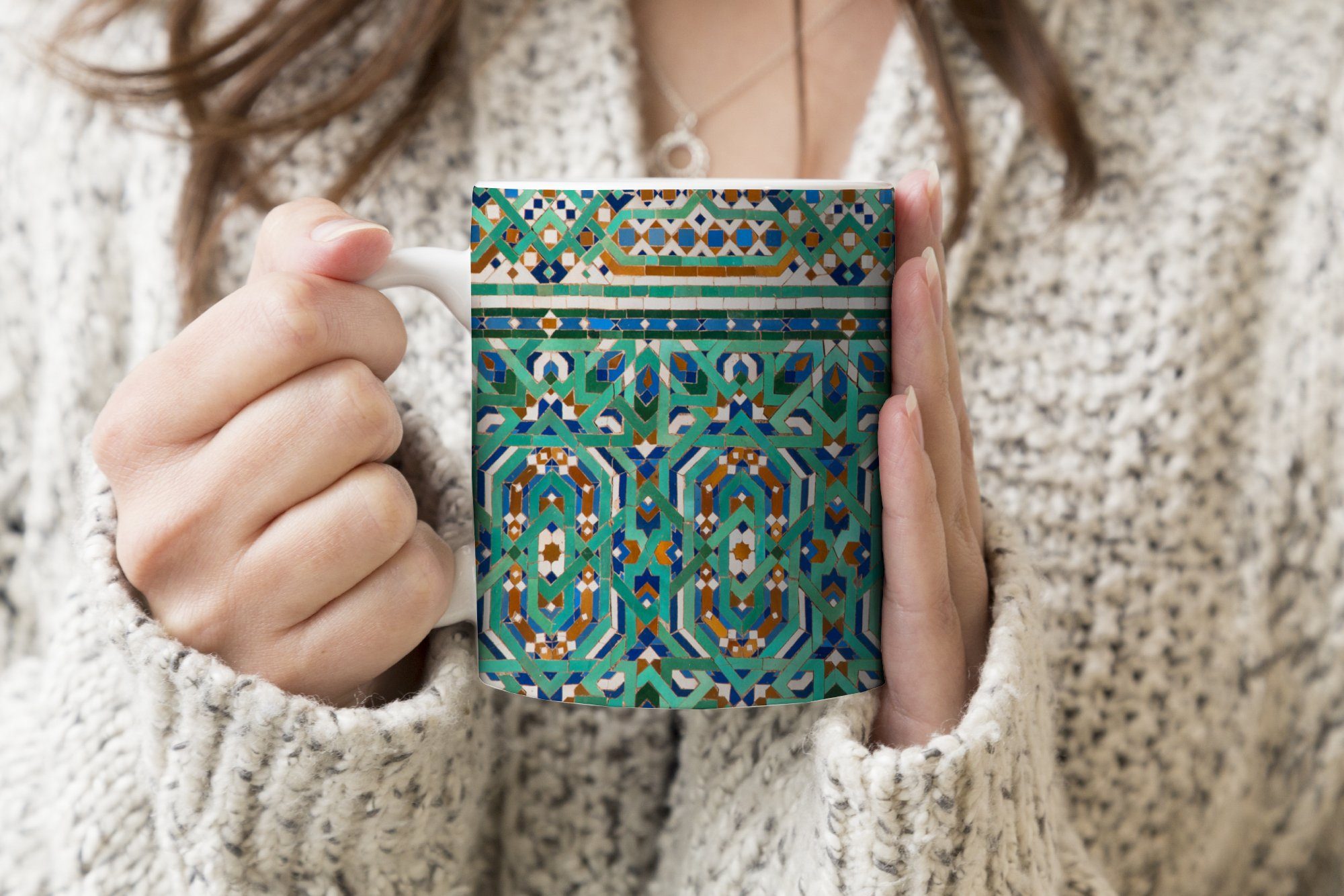 Geschenk Kaffeetassen, Teetasse, Teetasse, Tasse MuchoWow Keramik, Becher, Eine Mosaikdekoration, marokkanische traditionelle