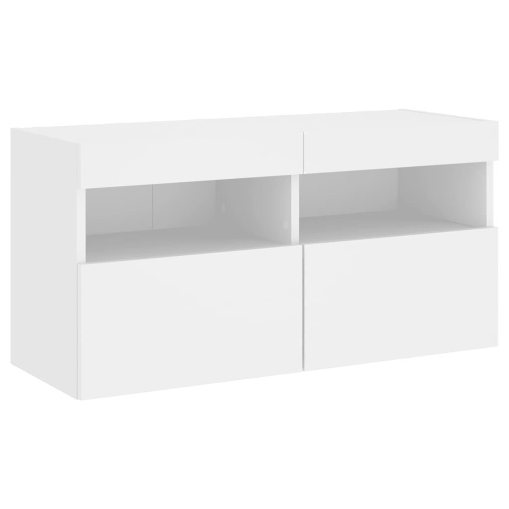 vidaXL TV-Wand TV-Wandschrank mit LED-Leuchten Weiß günstig online kaufen