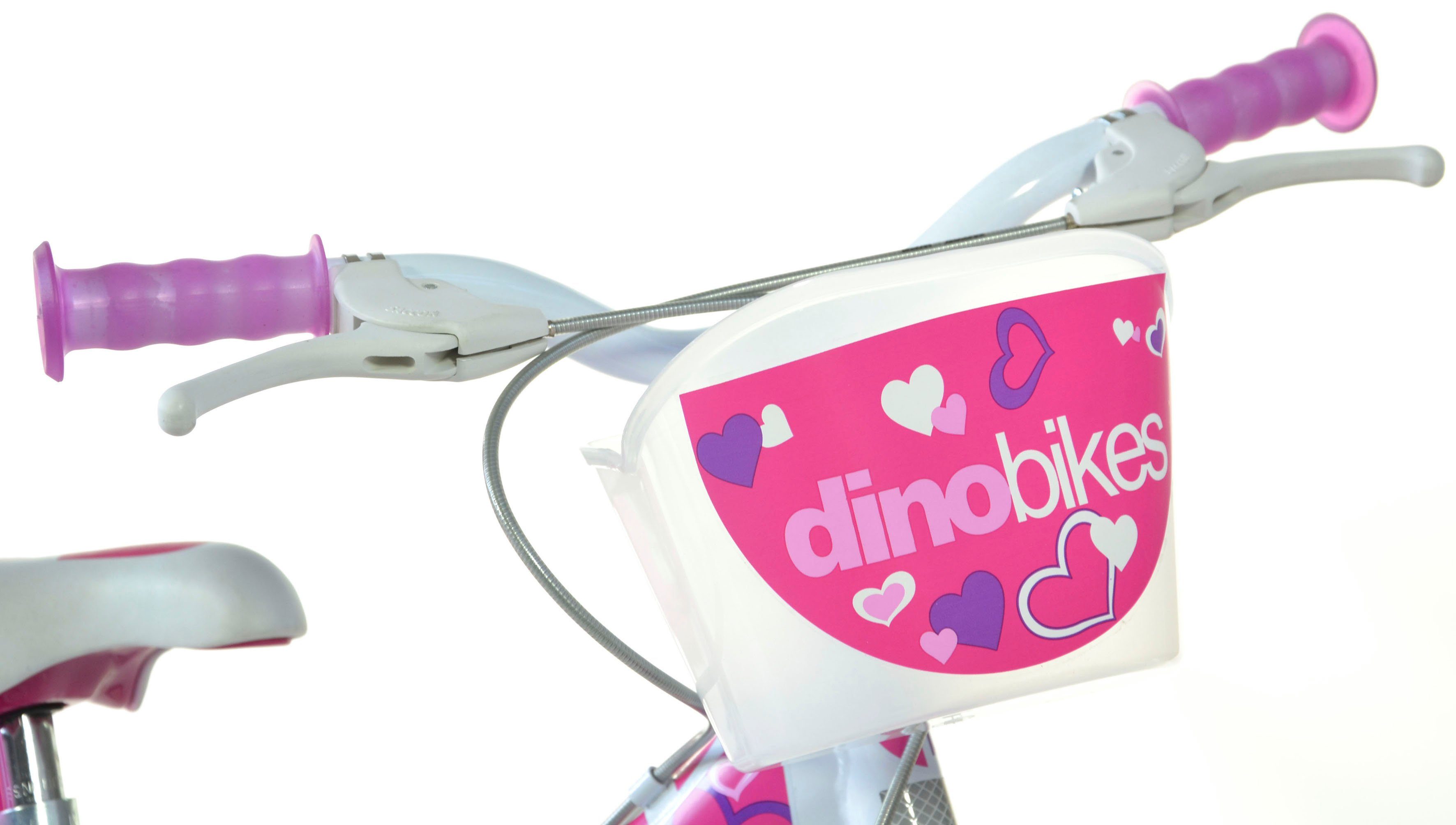 Dino Bikes Kinderfahrrad 16" Little Heart Kinderfahrrad Mädchen 4–7 Jahre Stützräder, 1 Gang, mit Stützrädern, Korb und Puppensitz