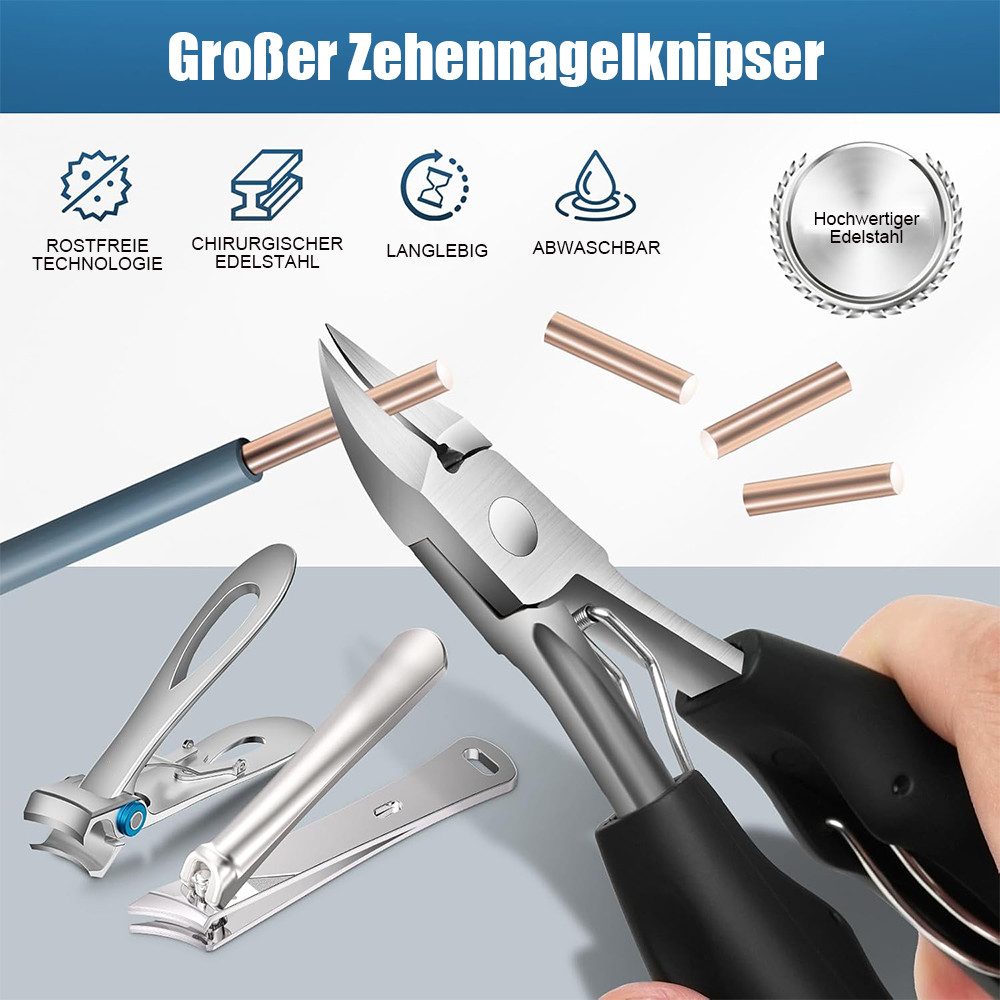 TUWENA Nagelknipser Profi Nagelknipser Fußnägel, Heavy Duty Ingrown Toenail Clippers, 6-tlg., 6-in-1 Nail Clippers for Seniors, für Dicke Nägel mit Breiter Öffn – Bild 3 von 5