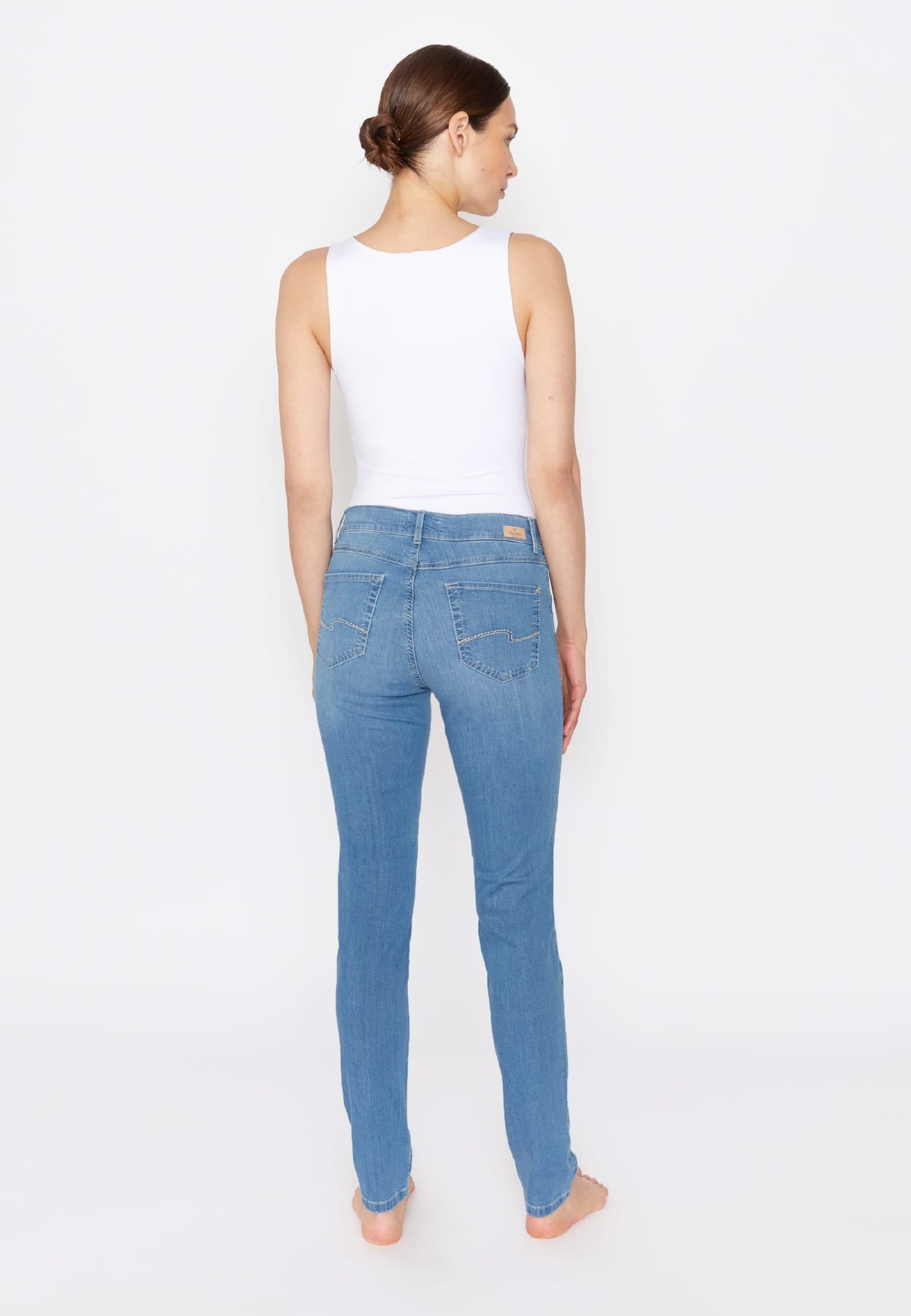 Slim-fit-Jeans Jeans Organic ANGELS mit Cotton hellblau Label-Applikationen Skinny mit