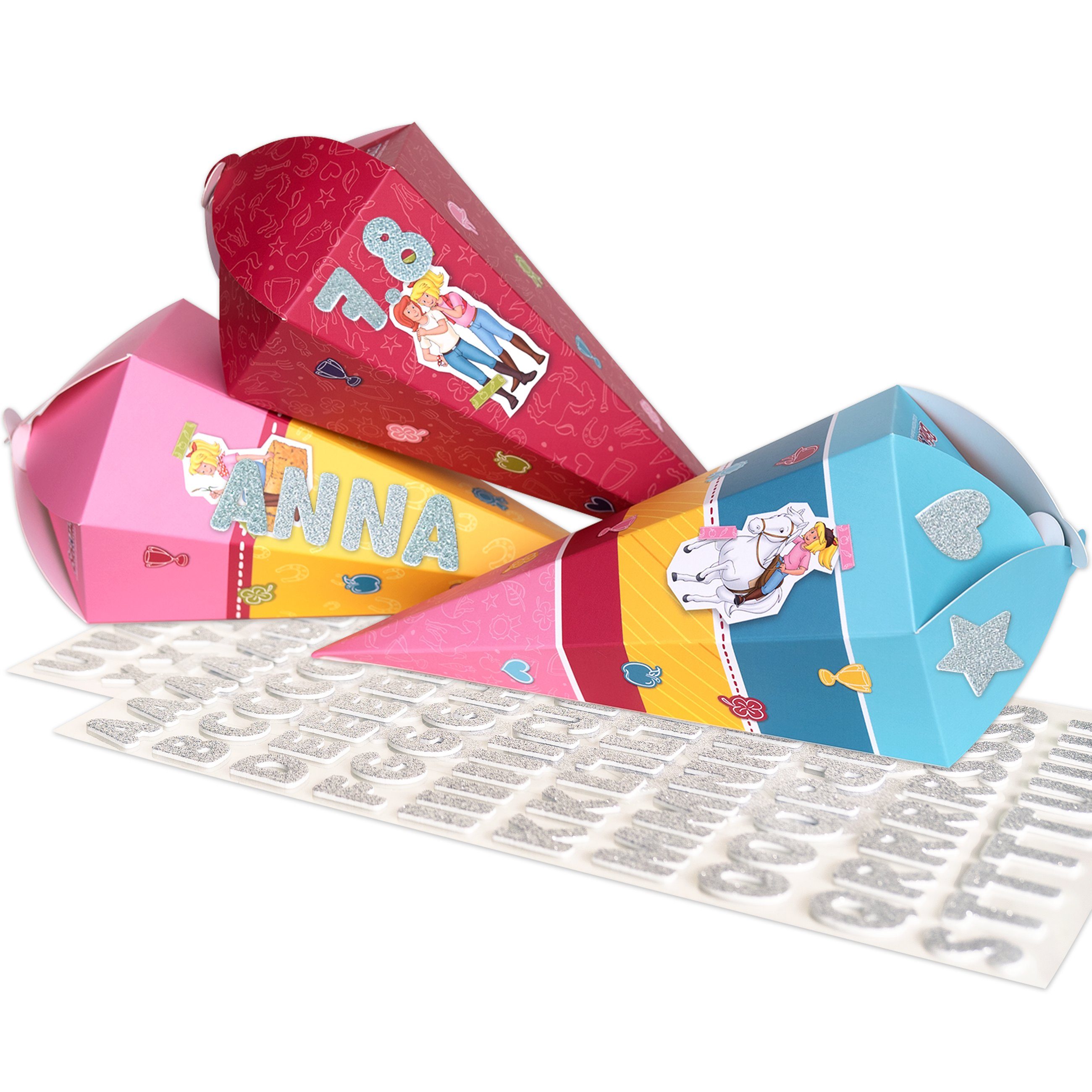 PAPIERDRACHEN Schultüte 3 Школьные ранцы - auch als Geschwistertüten - verschiedene Designs, Schulanfang