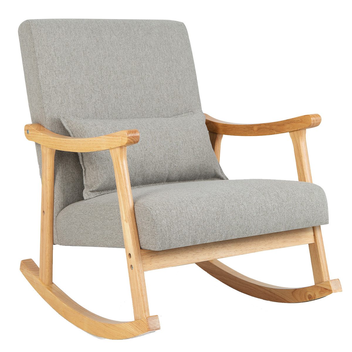 COSTWAY Schaukelsessel, Schaukelstuhl Stilsessel gepolstert mit Kissen günstig online kaufen