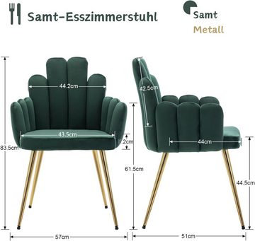 WAHSON OFFICE CHAIRS Esszimmerstuhl 2/4er Set, Samt Polsterstuhl Muschel Sessel Küchenstuhl für Wohnzimmer (2 St)