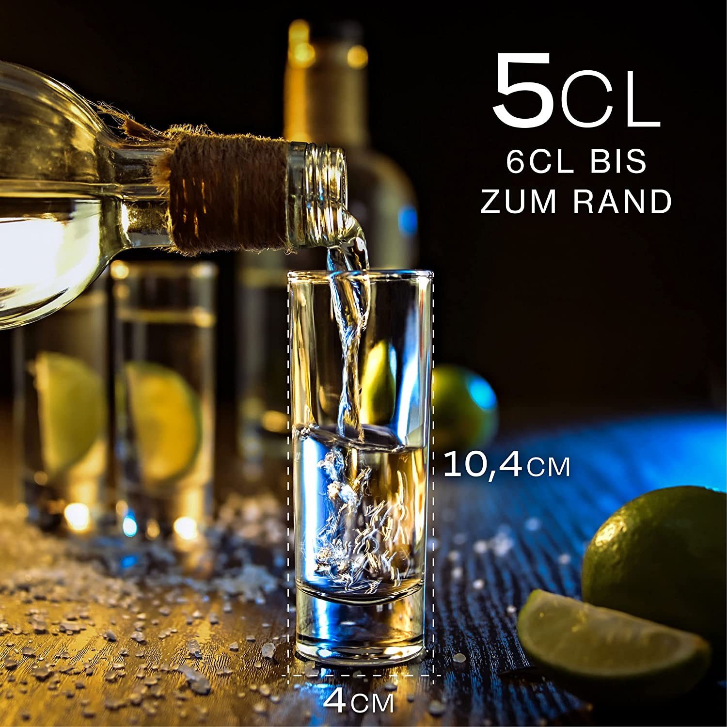 Praknu Schnapsglas 12 Schnapsgläser Hoch aus Glas 5cl - Spülmaschinenfest - Standfest, 12-tlg., Glas, Party