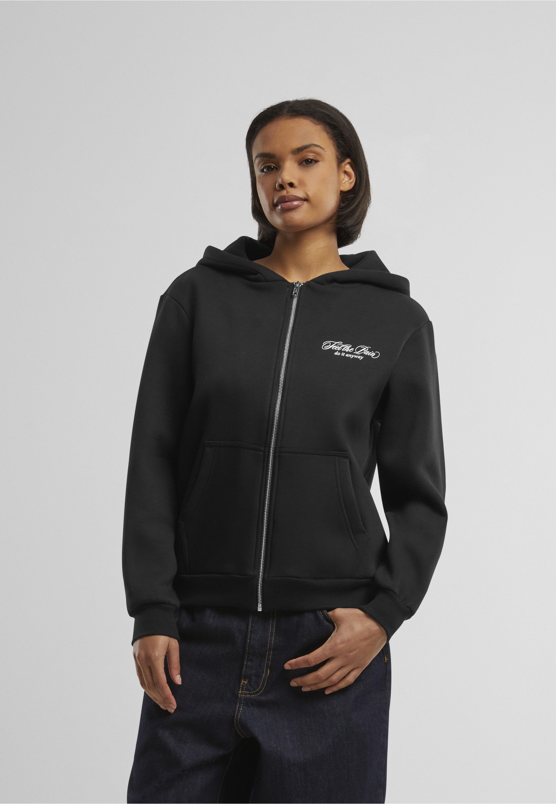 Miss Tee Sweatjacke Miss Tee Feel The Pain Ladies Fluffy Zip Hoody