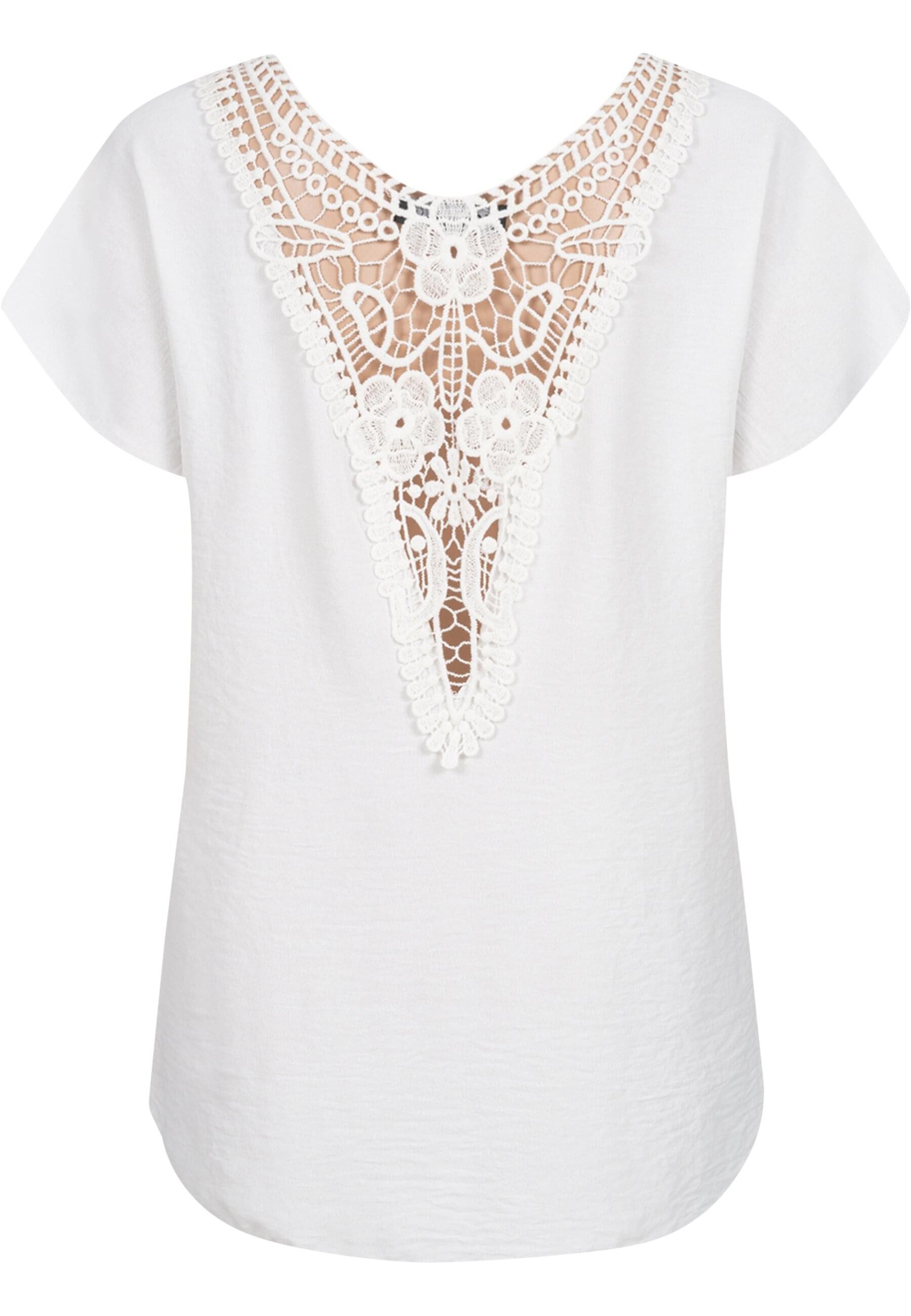 CLOUD 5IVE T-Shirt CLOUD 5IVE Cloud5ive Damen Musselin Top mit Spitzenbesatz hinten (1-tlg)