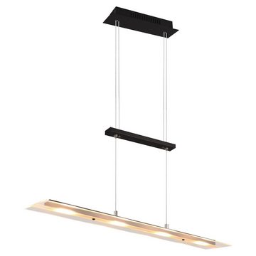 Reality Leuchten LED Pendelleuchte MILOS, 4-flammig, Schwarz, Transparent, Metall, Höhenverstellbar, LED fest integriert, Extra-Warmweiß, Hängeleuchte, Hängelampe, Lampenschirm aus Glas, B 80 x H 170 x T 12 cm