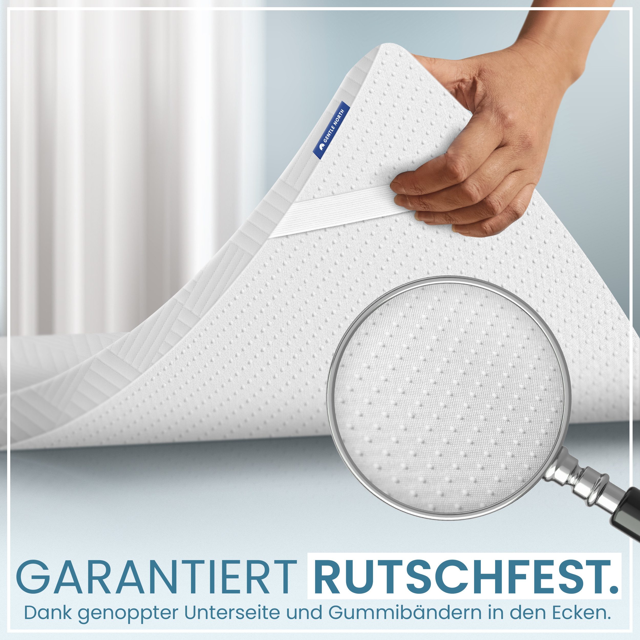 Gentle North, Topper Memory Schaum Topper 5/7 cm - Matratzentopper, 5 cm hoch, Memoryschaum, ergonomisch, rutschfest, schadstoffgeprüft