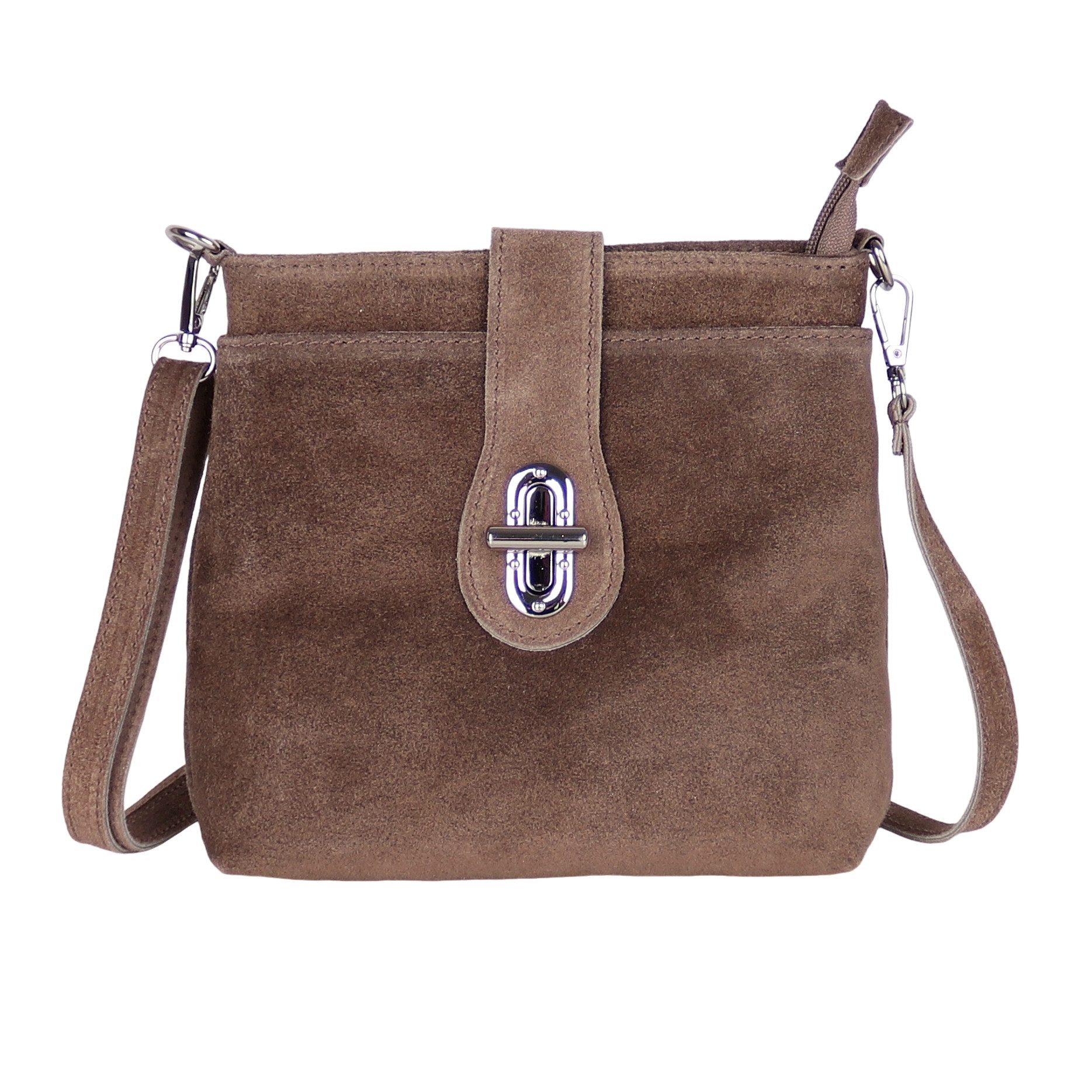 MIRROSI Umhängetasche Damen Crossbody Bag, Echtleder Made In Italy, (22x22x8cm) aus Wildleder