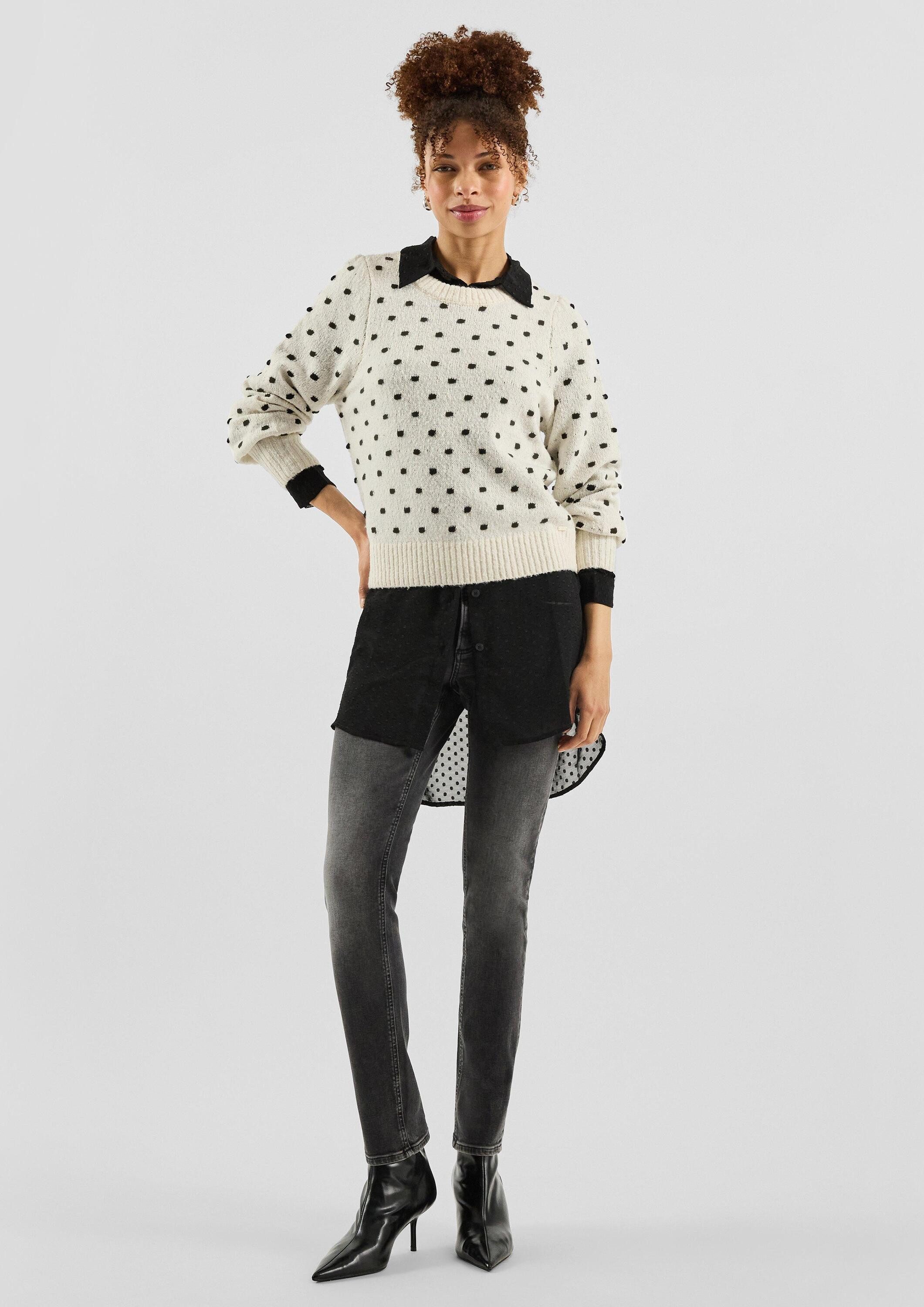 QS Longpullover Strickpullover Pullover mit Punkten