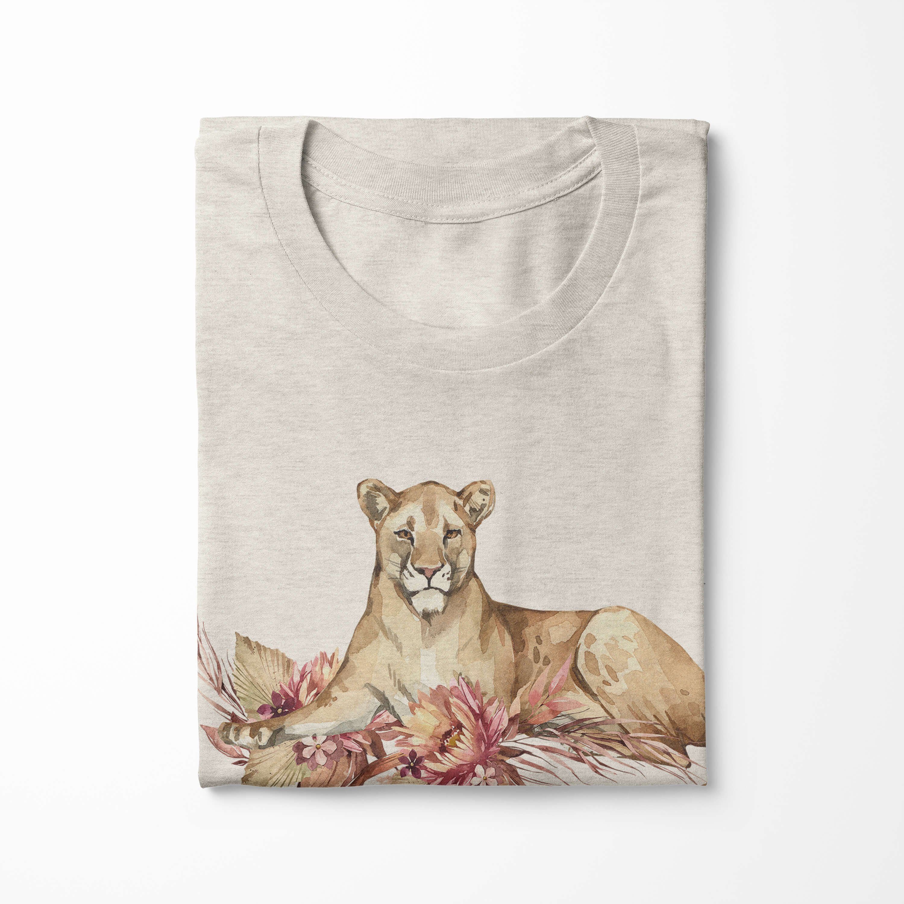Nachhaltig Aquarell Shirt Sinus Herren Blumen 100% Bio-Baumwolle Öko T-Shirt Motiv gekämmte Savanne Art T-Shirt Löwin (1-tlg)