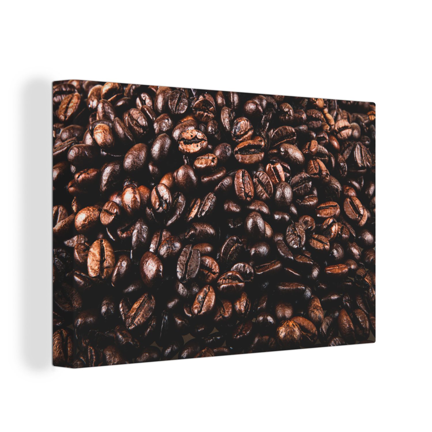 OneMillionCanvasses® Leinwandbild Nahaufnahme Kaffeebohnen, (1 St), Wandbild Leinwandbilder, Aufhängefertig, Wanddeko, 30x20 cm