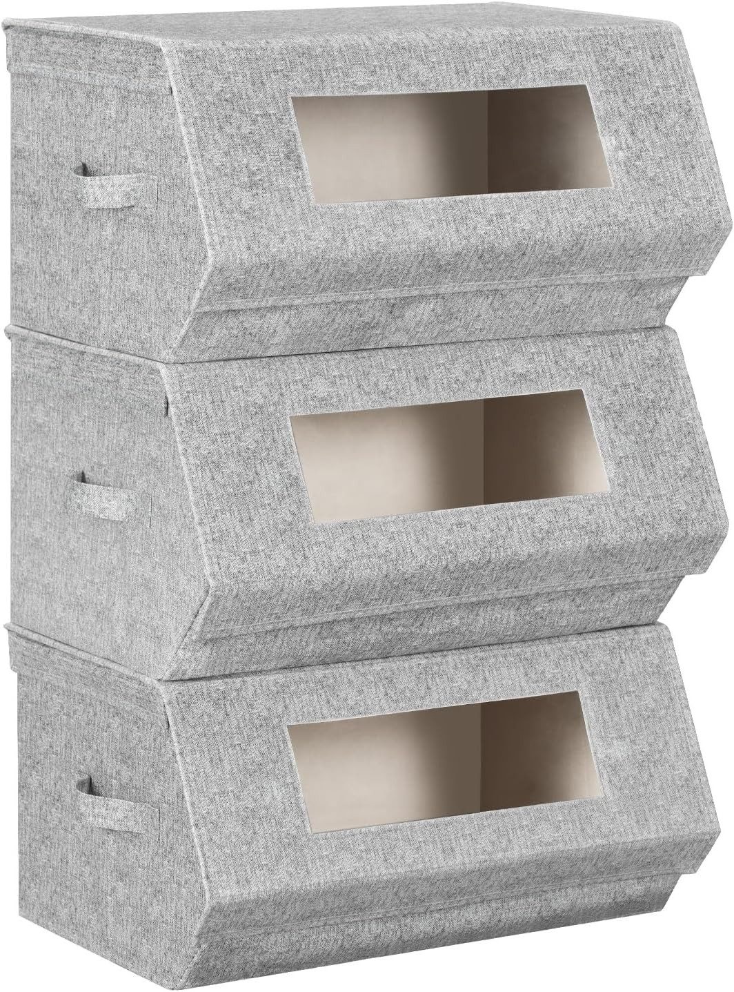 Woltu Aufbewahrungsbox (3 St), 3er Stapelbare Schrank Organizer mit Deckel Magnetverschluss