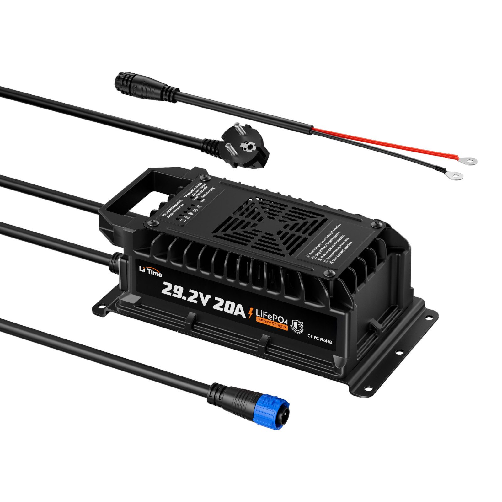 LiTime LiTime 24V (29,2 V) 20 A wasserdichtes Lithium-Batterieladegerät Akku-Set